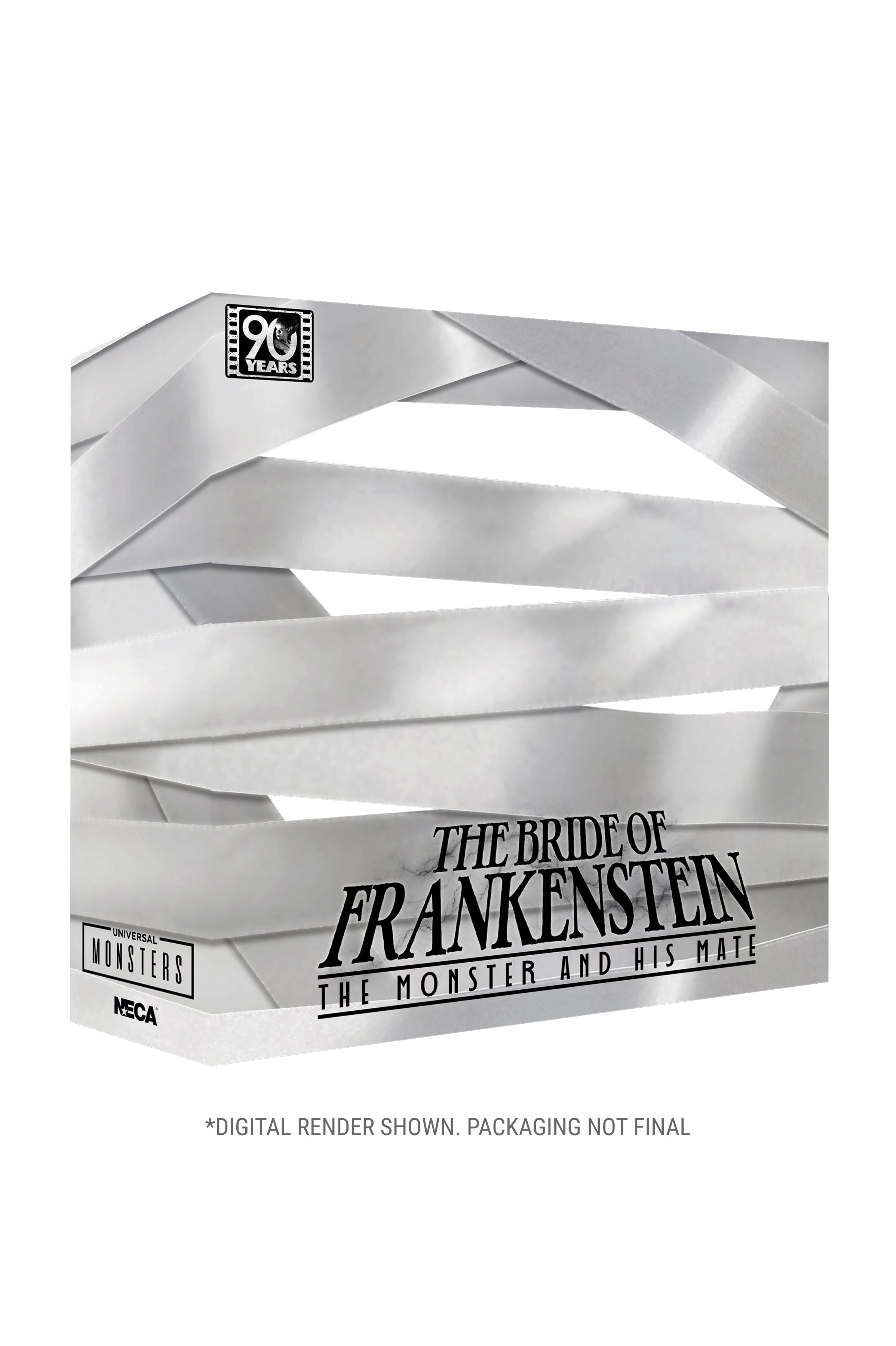 Universal Monsters - The Bride of Frankenstein 90th Anniversary The Monster and His Mate 7” Scale Action Figure 2-Pack - NECA - outside slipcover packaging