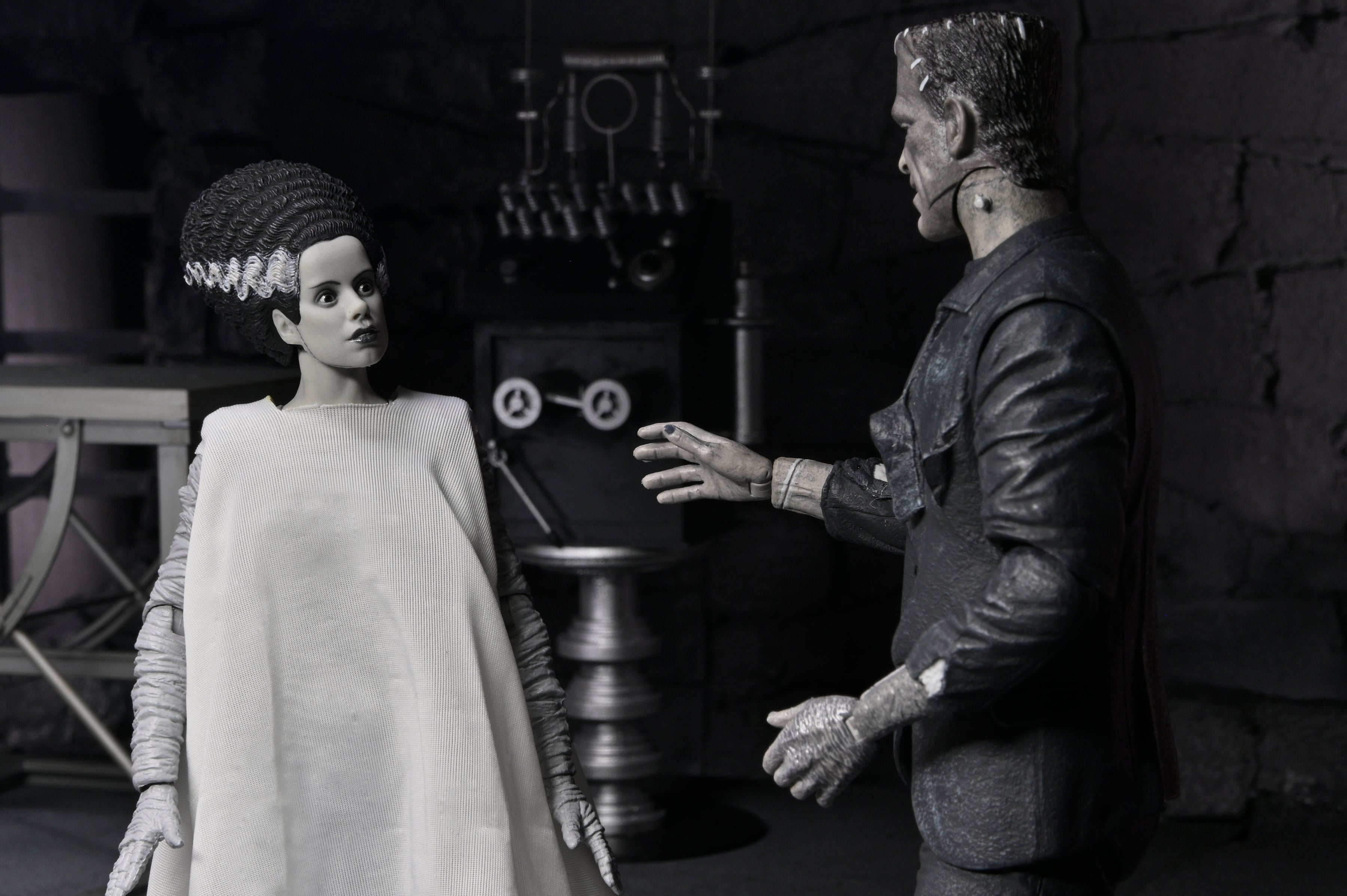 Universal Monsters - The Bride of Frankenstein 90th Anniversary The Monster and His Mate 7" Scale Action Figure 2-Pack (Black & White) on the NECA Store