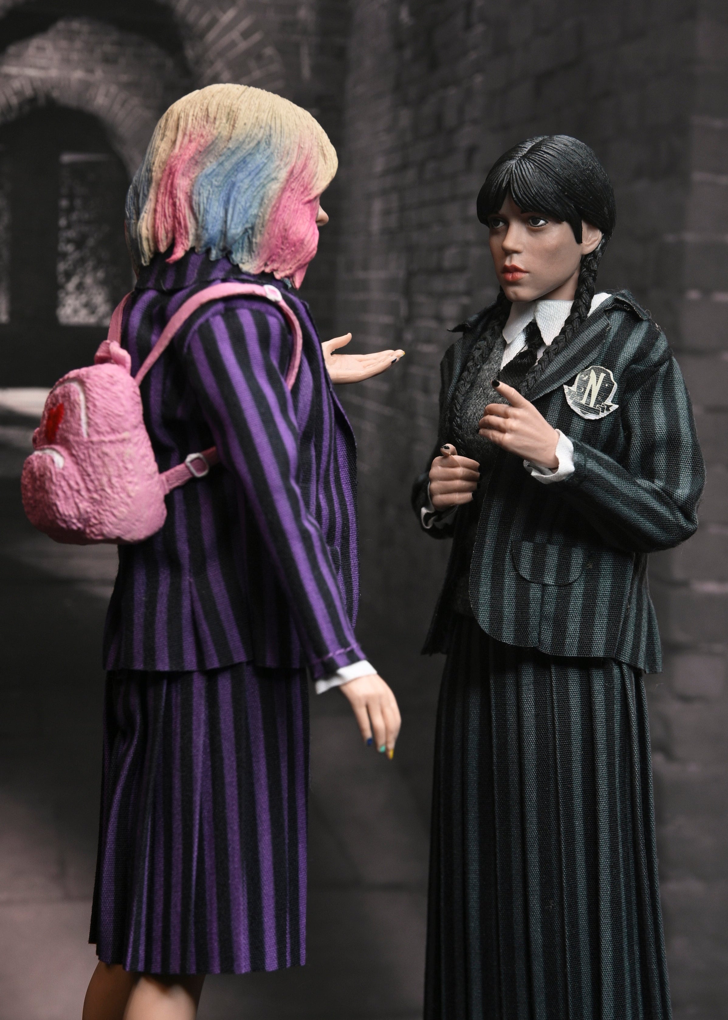 Wednesday Addams (Nevermore Uniform) and Enid 8" Clothed Action Figure 2-Pack - NECA