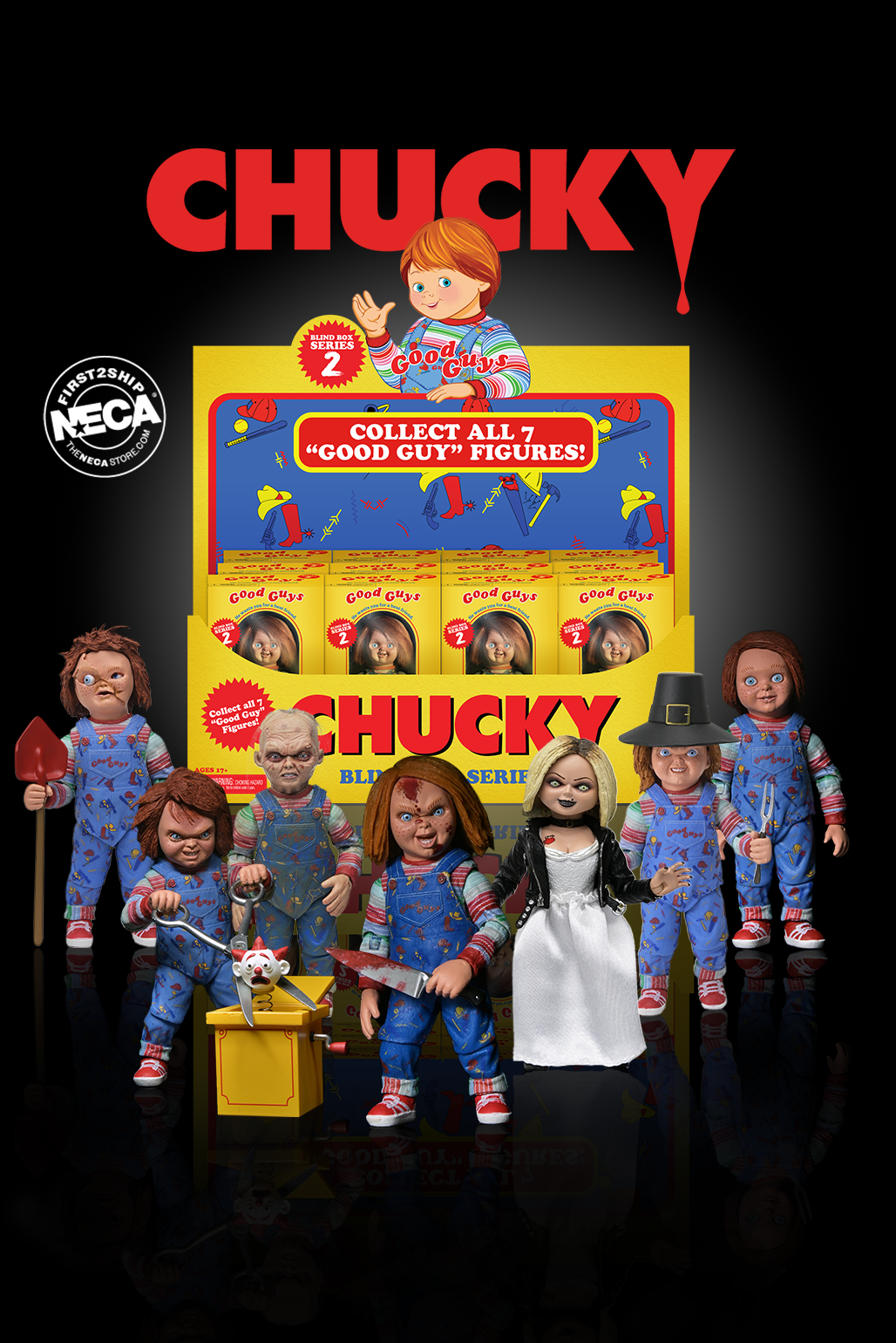 Child's Play 2/Chucky (TV Series) - "Good Guy" 7” Scale Action Figure Blind Box (Series 2) (Set of 7) - NECA