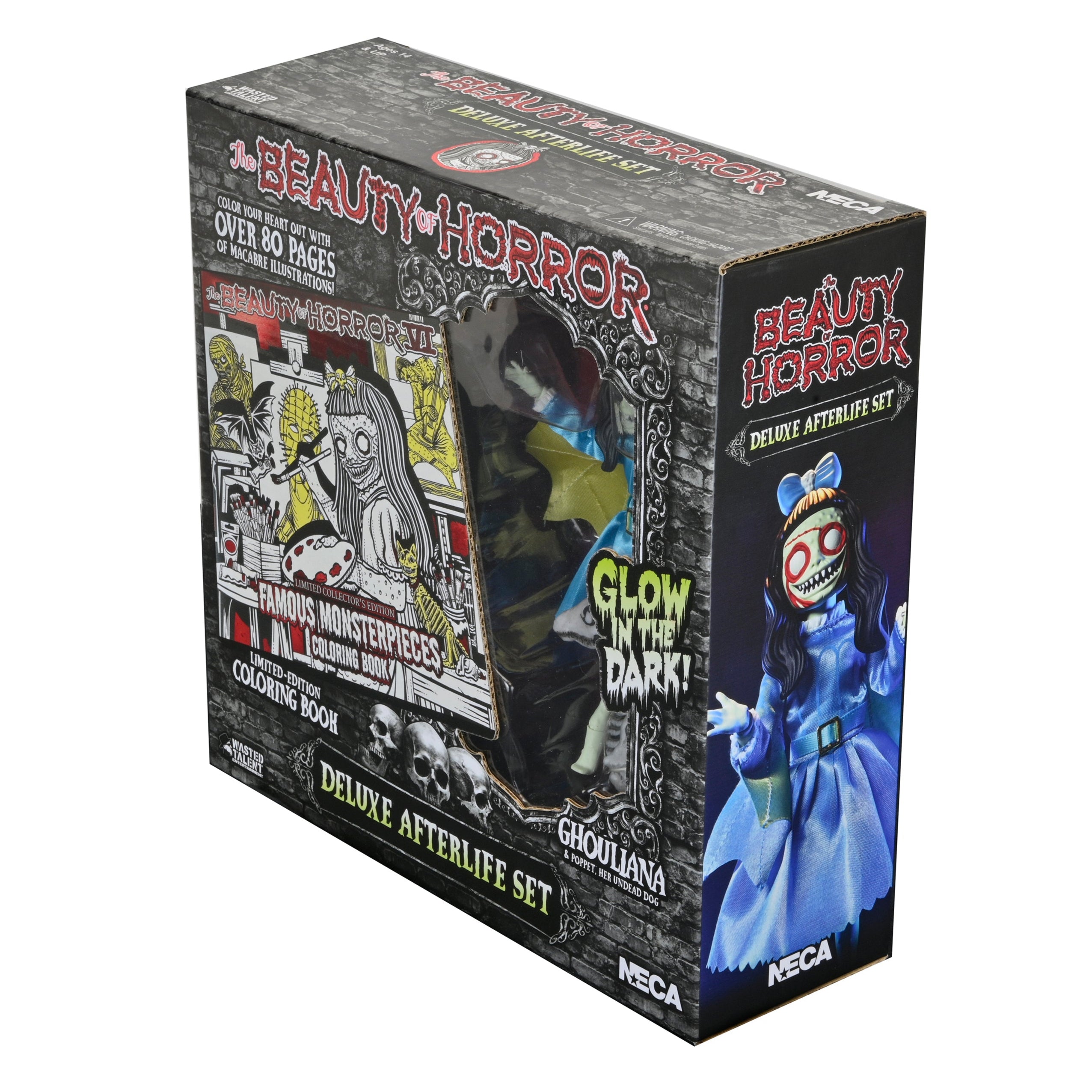 The Beauty of Horror - Ghouliana & Poppet 8" Scale Clothed Action Figure Deluxe Afterlife Set with Limited-Edition Coloring Book Signed by Alan Robert - NECA