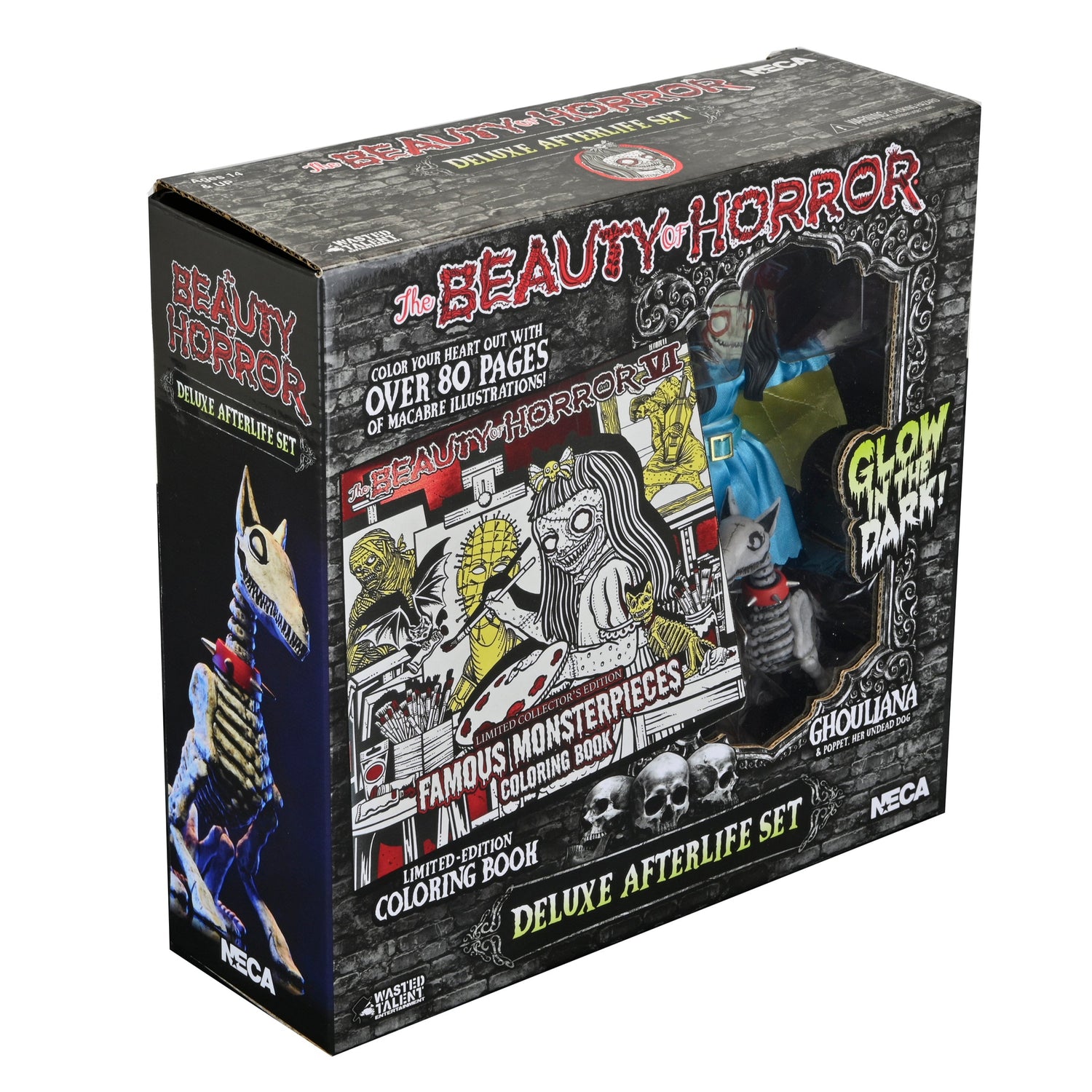 The Beauty of Horror - Ghouliana & Poppet 8" Scale Clothed Action Figure Deluxe Afterlife Set with Limited-Edition Coloring Book Signed by Alan Robert - NECA