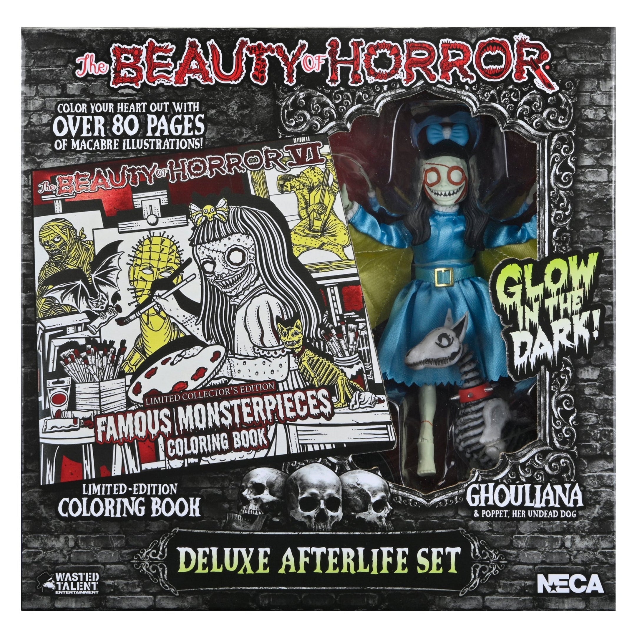 The Beauty of Horror - Ghouliana & Poppet 8" Scale Clothed Action Figure Deluxe Afterlife Set with Limited-Edition Coloring Book Signed by Alan Robert - NECA