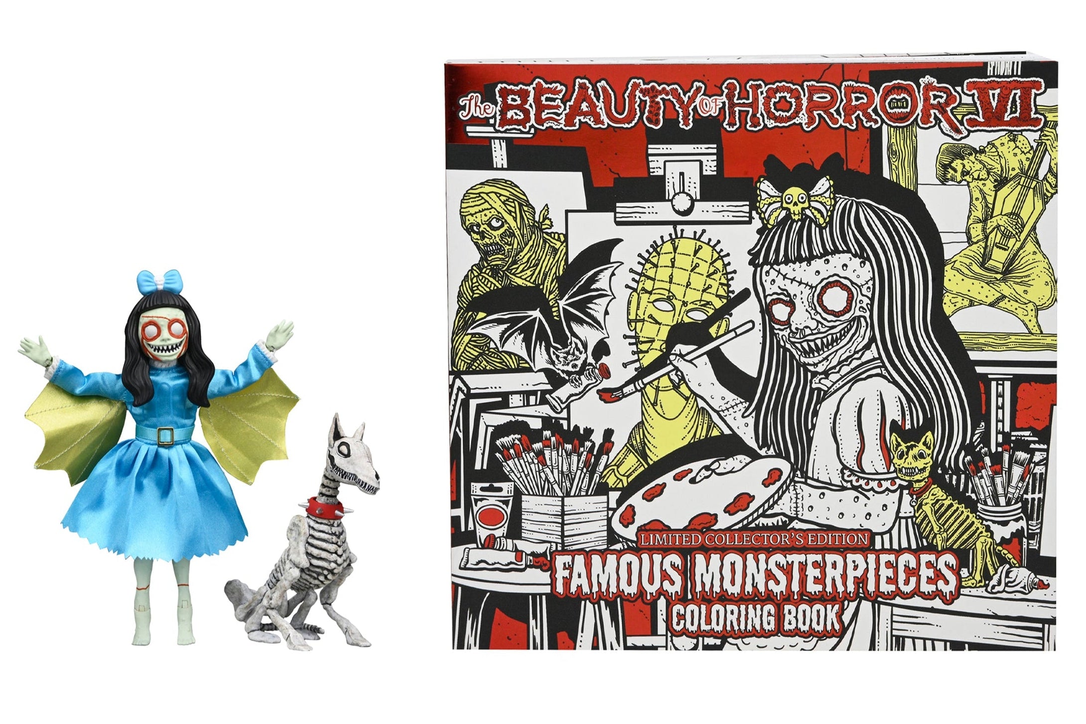 The Beauty of Horror - Ghouliana & Poppet 8" Scale Clothed Action Figure Deluxe Afterlife Set with Limited-Edition Coloring Book Signed by Alan Robert - NECA