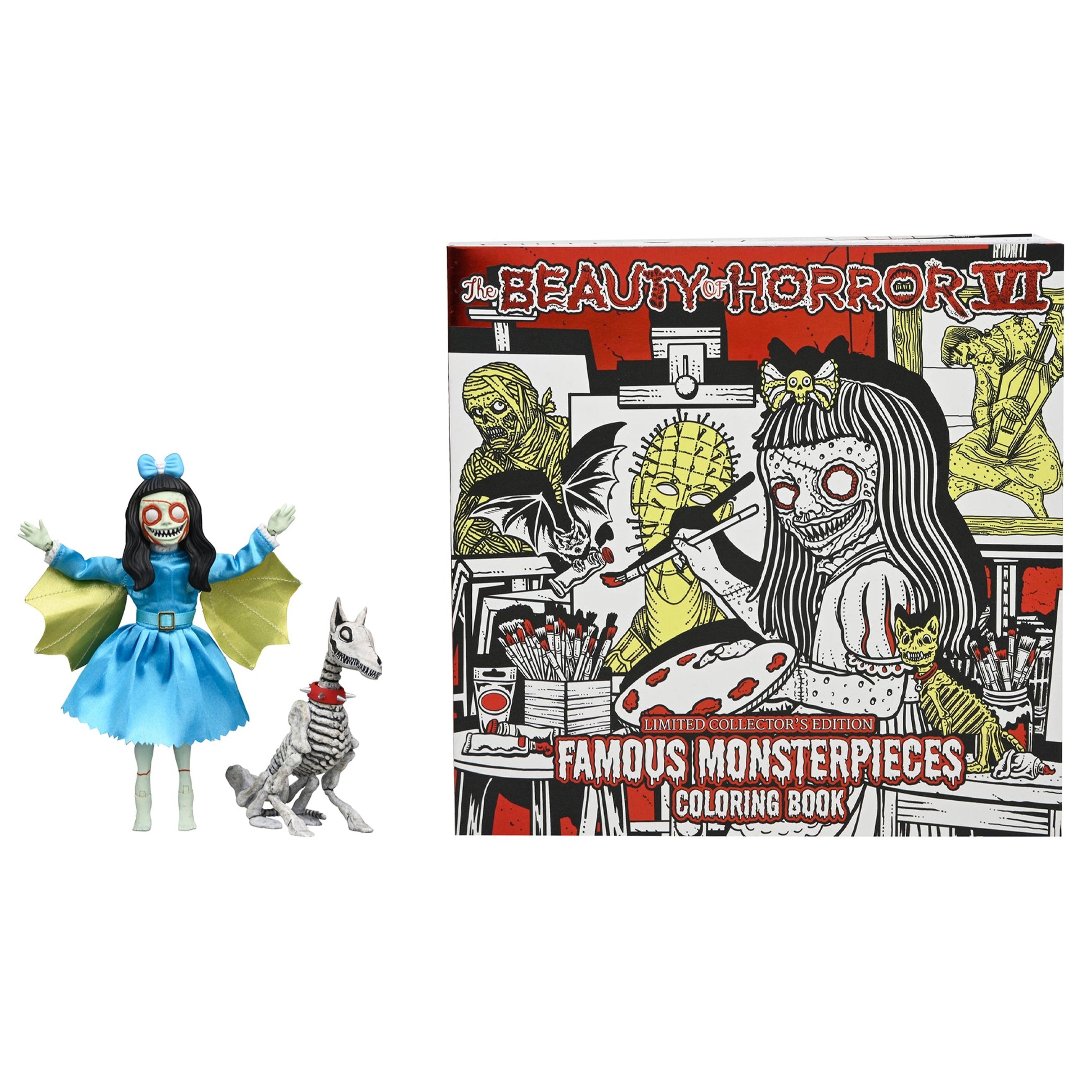 The Beauty of Horror - Ghouliana & Poppet 8" Scale Clothed Action Figure Deluxe Afterlife Set with Limited-Edition Coloring Book Signed by Alan Robert - NECA