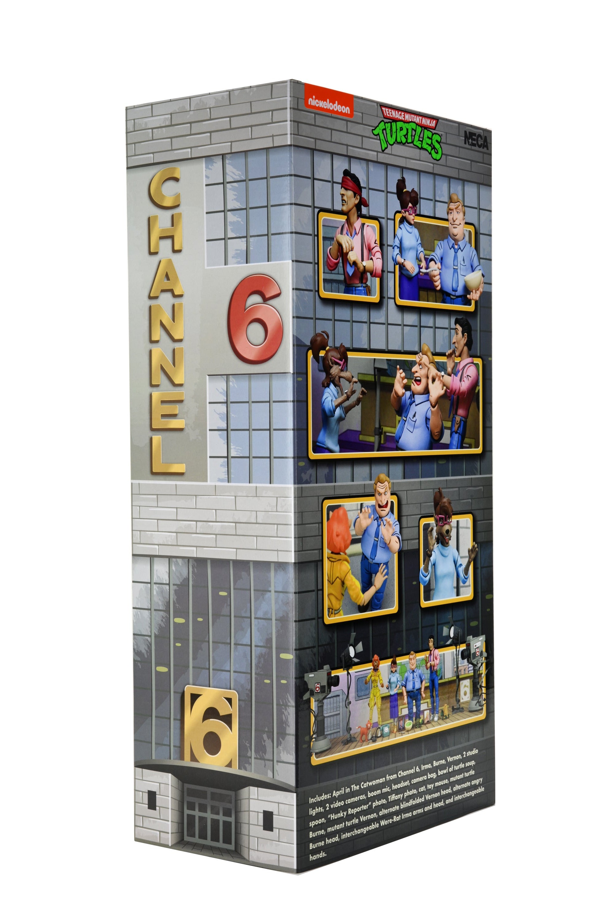 Packaging of Teenage Mutant Ninja Turtles (1987 Cartoon) - Channel 6 Newsroom 7” Scale Action Figure 4-Pack - NECA