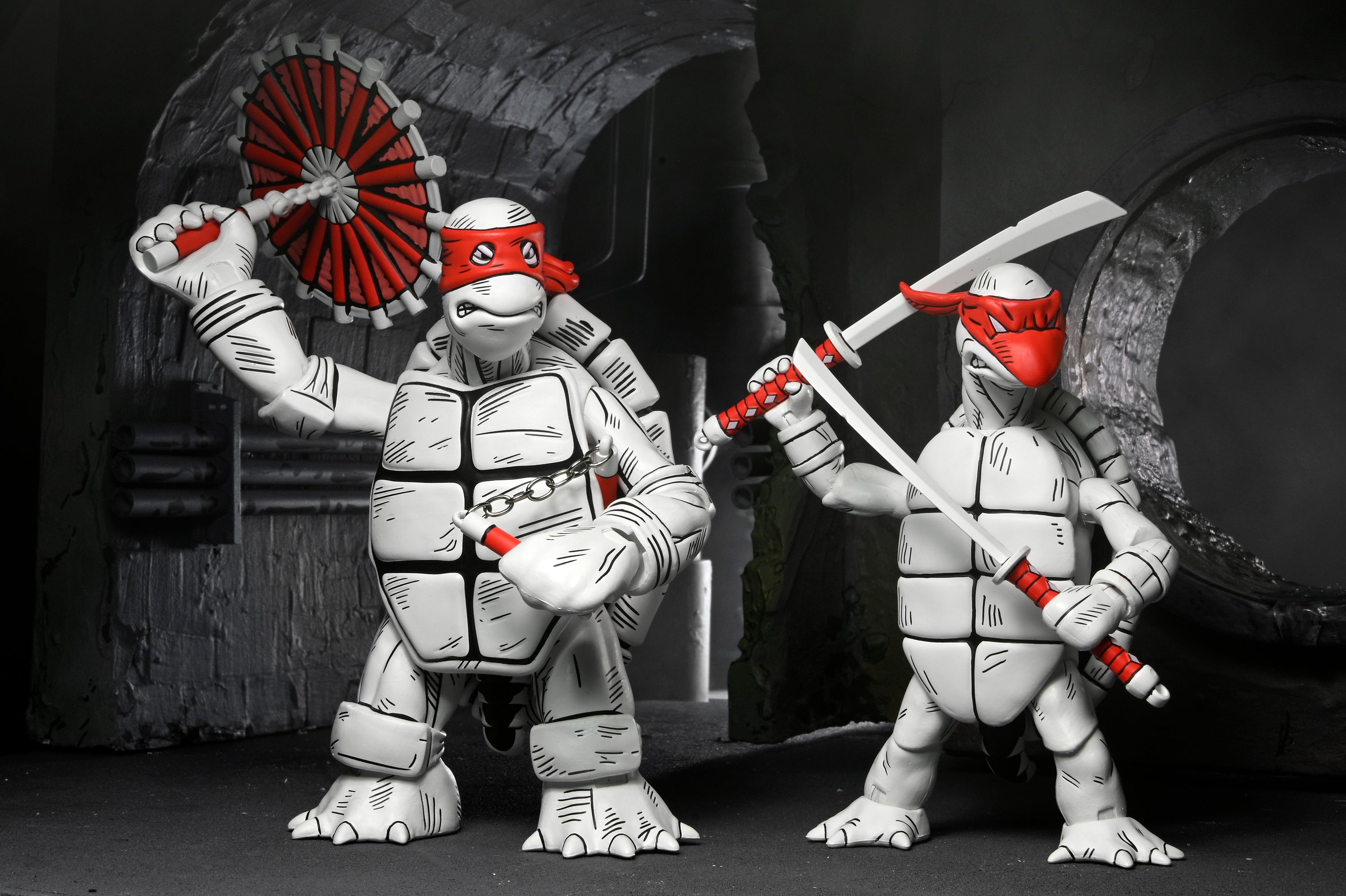 Teenage Mutant Ninja Turtles (Mirage Comics) - Black and White First Turtles 7" Scale Action Figure 2-Pack - NECA