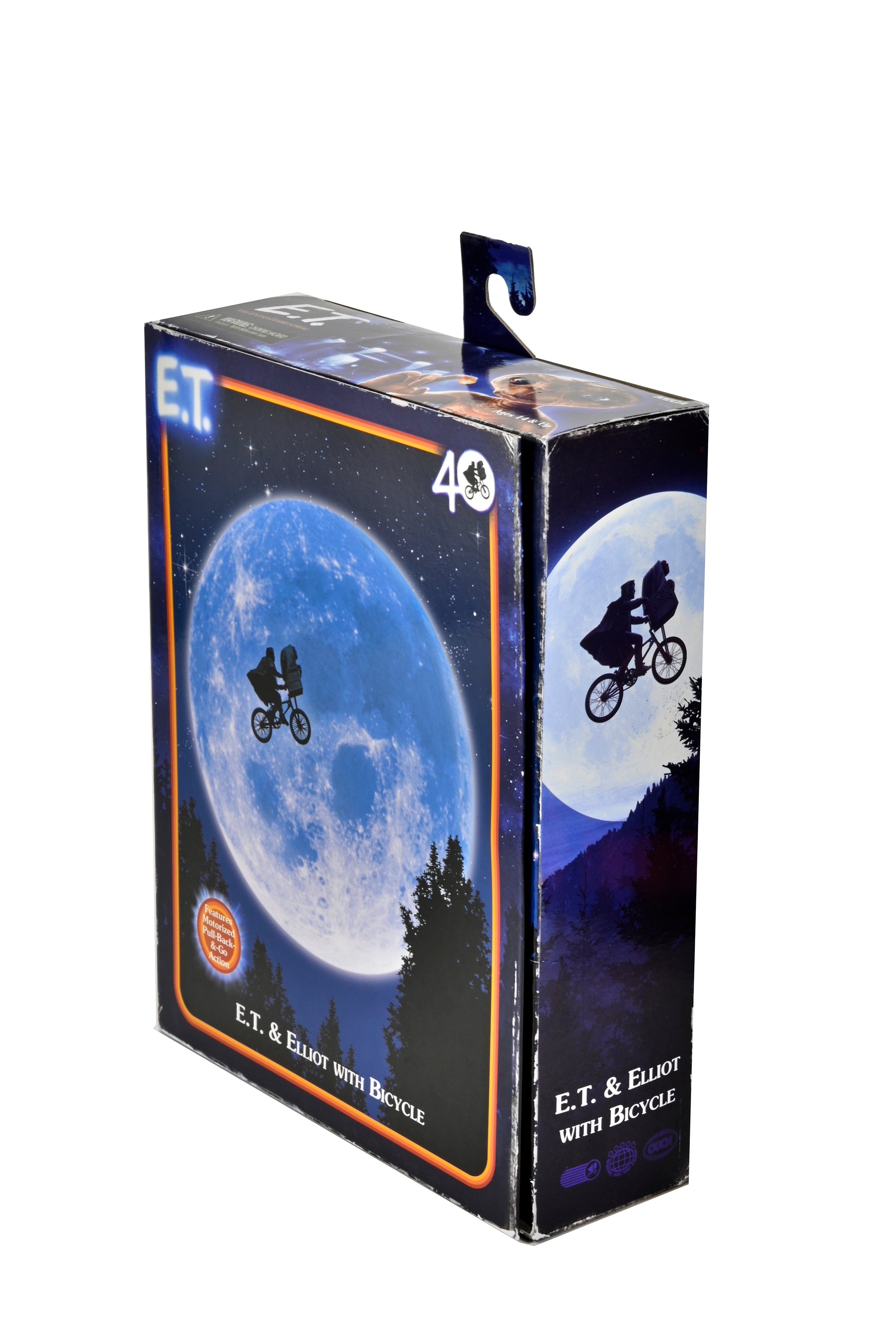 E.T. The Extra-Terrestrial - Elliott &amp; E.T. on Bicycle (40th Anniversary) 7&quot; Scale Action Figure - NECA