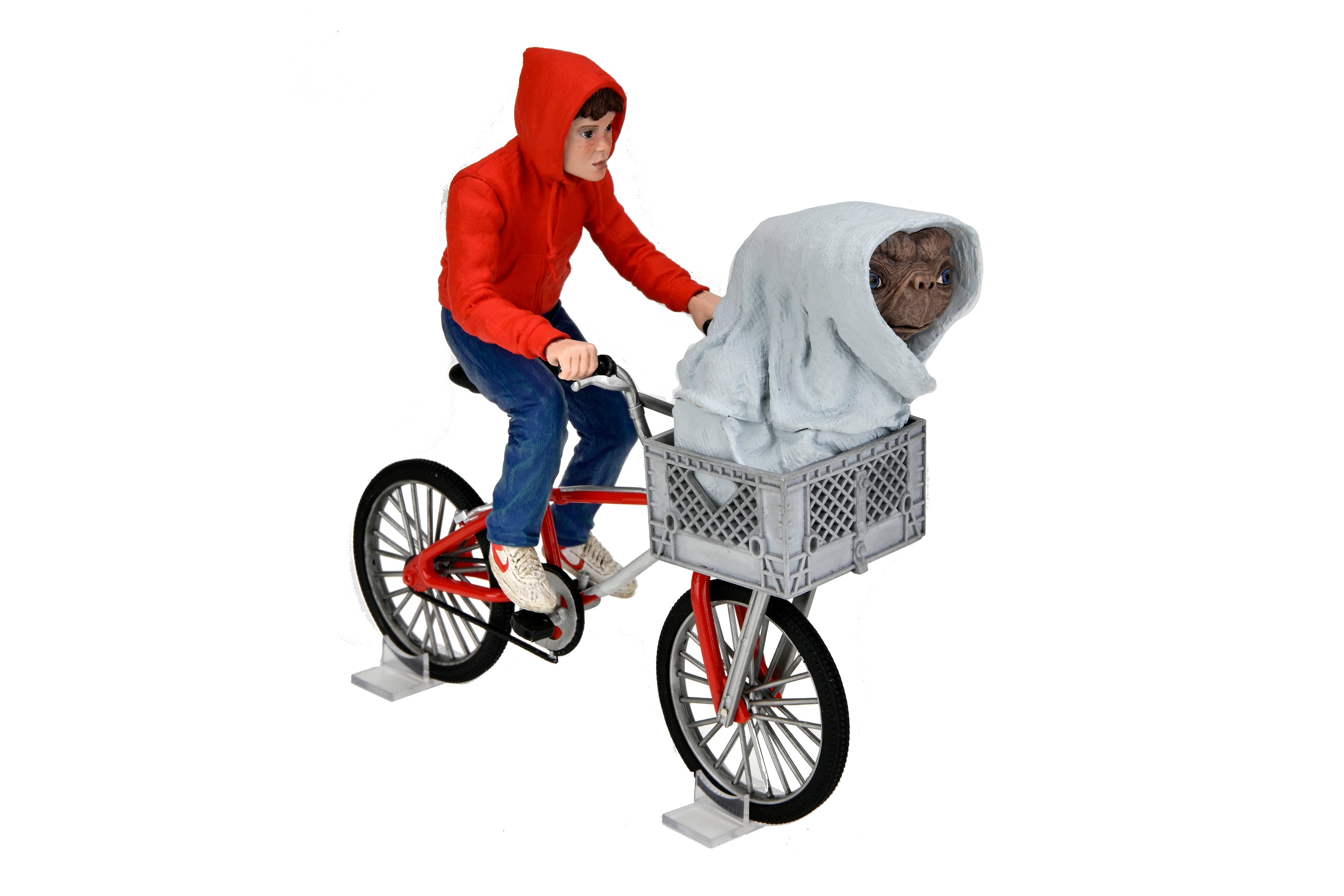 E.T. The Extra-Terrestrial - Elliott &amp; E.T. on Bicycle (40th Anniversary) 7&quot; Scale Action Figure - NECA