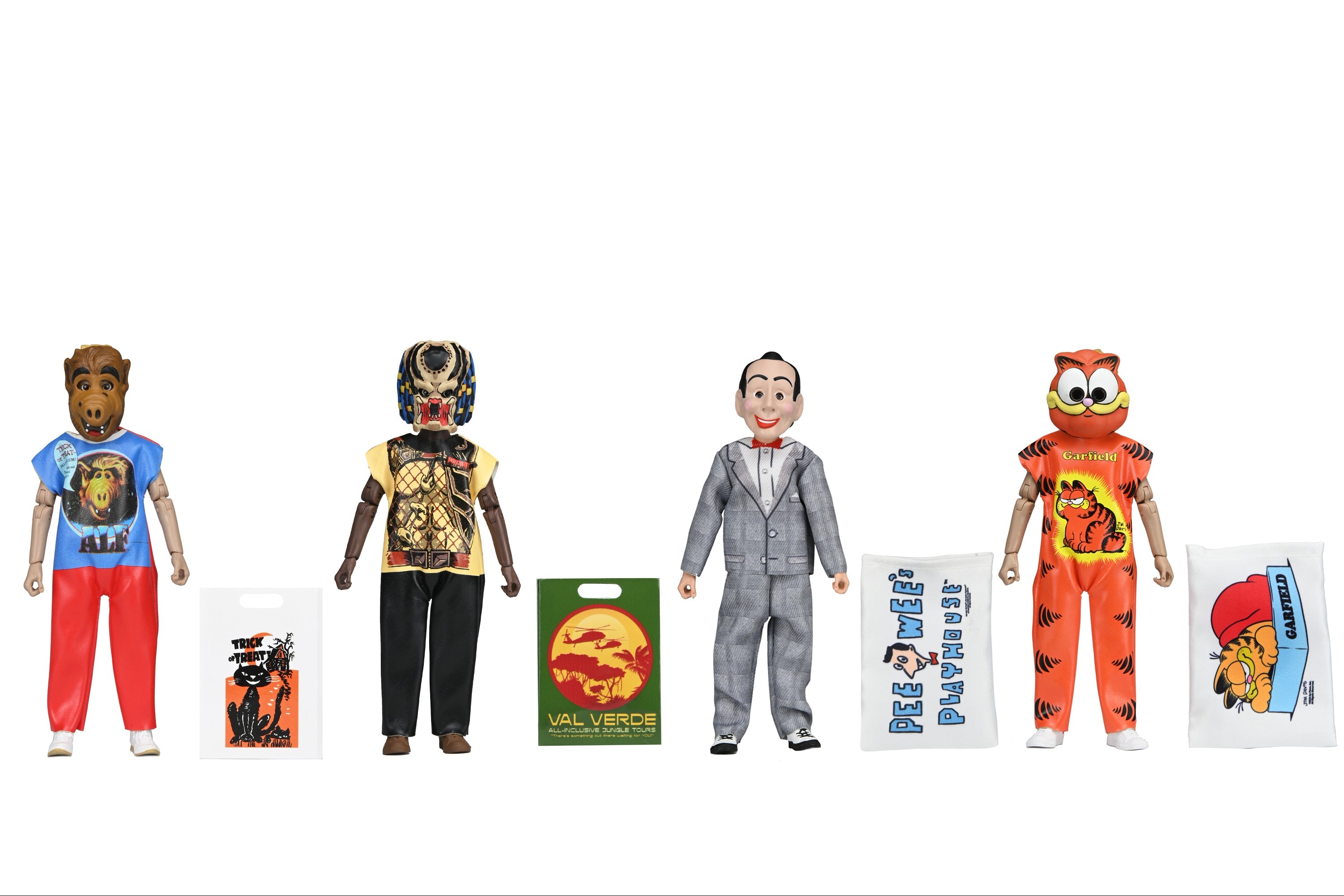 Ben Cooper Costume Kids Collection - Series 8 Costumed Action Figure Bundle (ALF, Garfield, Pee-wee, Predator) - NECA