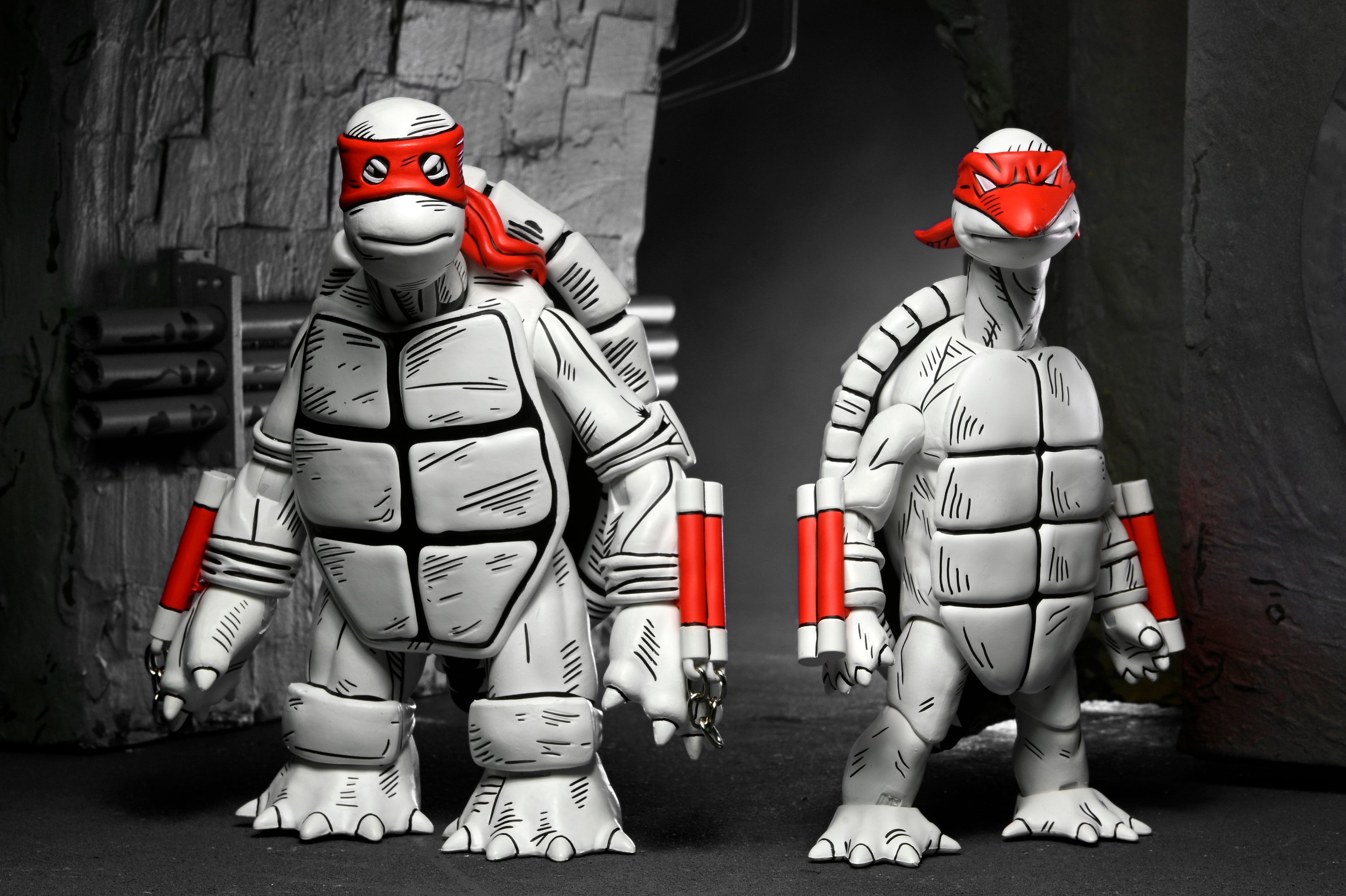 Teenage Mutant Ninja Turtles (Mirage Comics) - Black and White First Turtles 7" Scale Action Figure 2-Pack - NECA