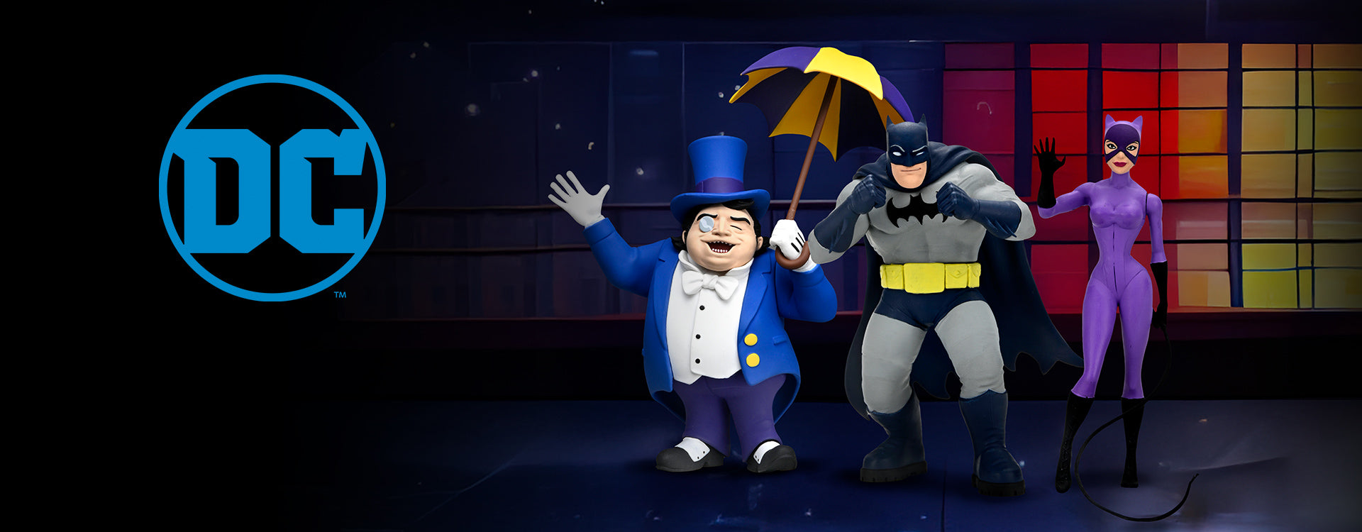 DC Comics (Classic Comics) - Toony Classics Series 2 Action Figure Bundle (Batman, Catwoman, Penguin) - NECA