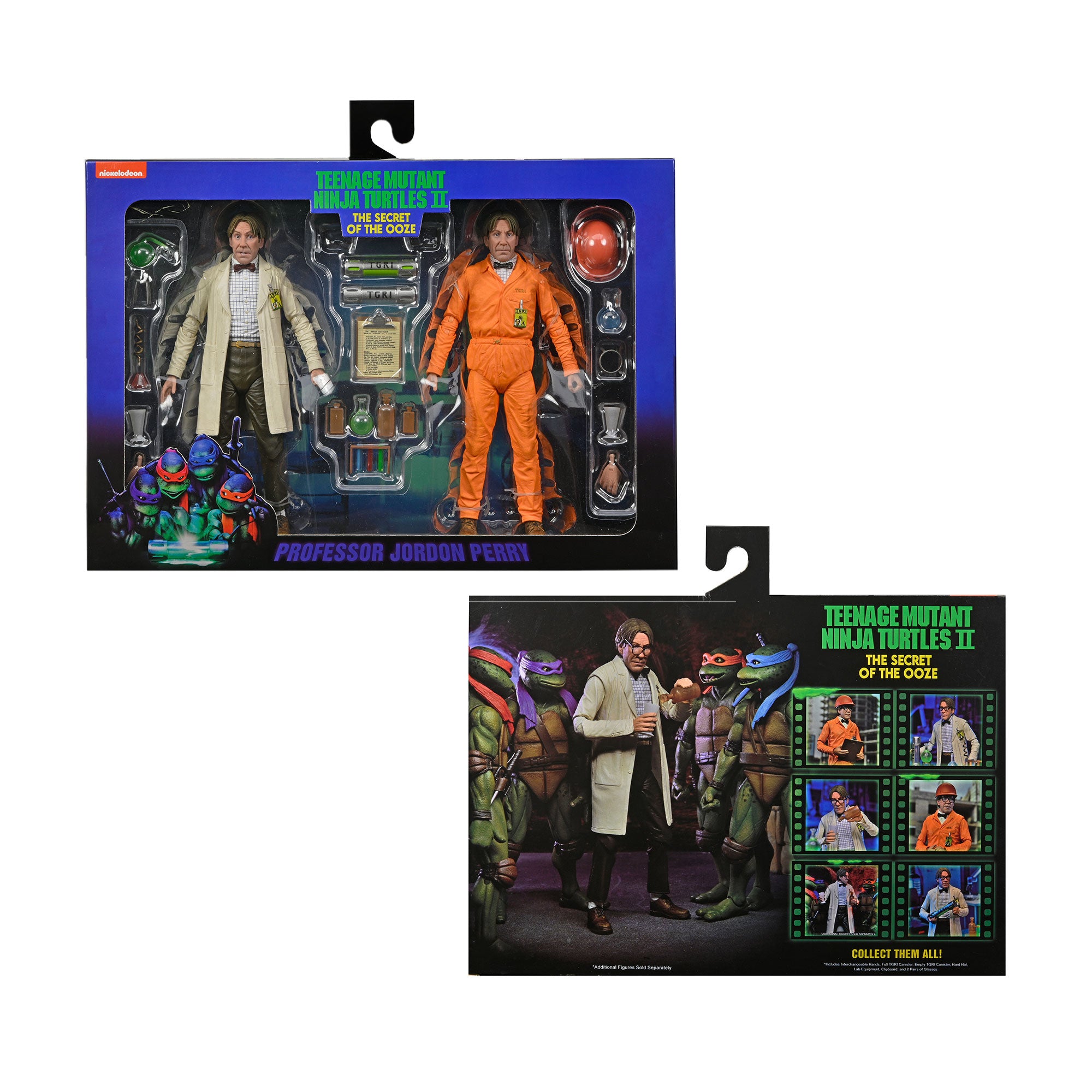 Teenage Mutant Ninja Turtles II: The Secret of the Ooze - Professor Perry 7" Scale Action Figure 2-Pack packaging
