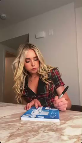 Jenna Davis autographing M3GAN cards - M3GAN - 1:1 Replica Life-Size M3GAN Doll - NECA
