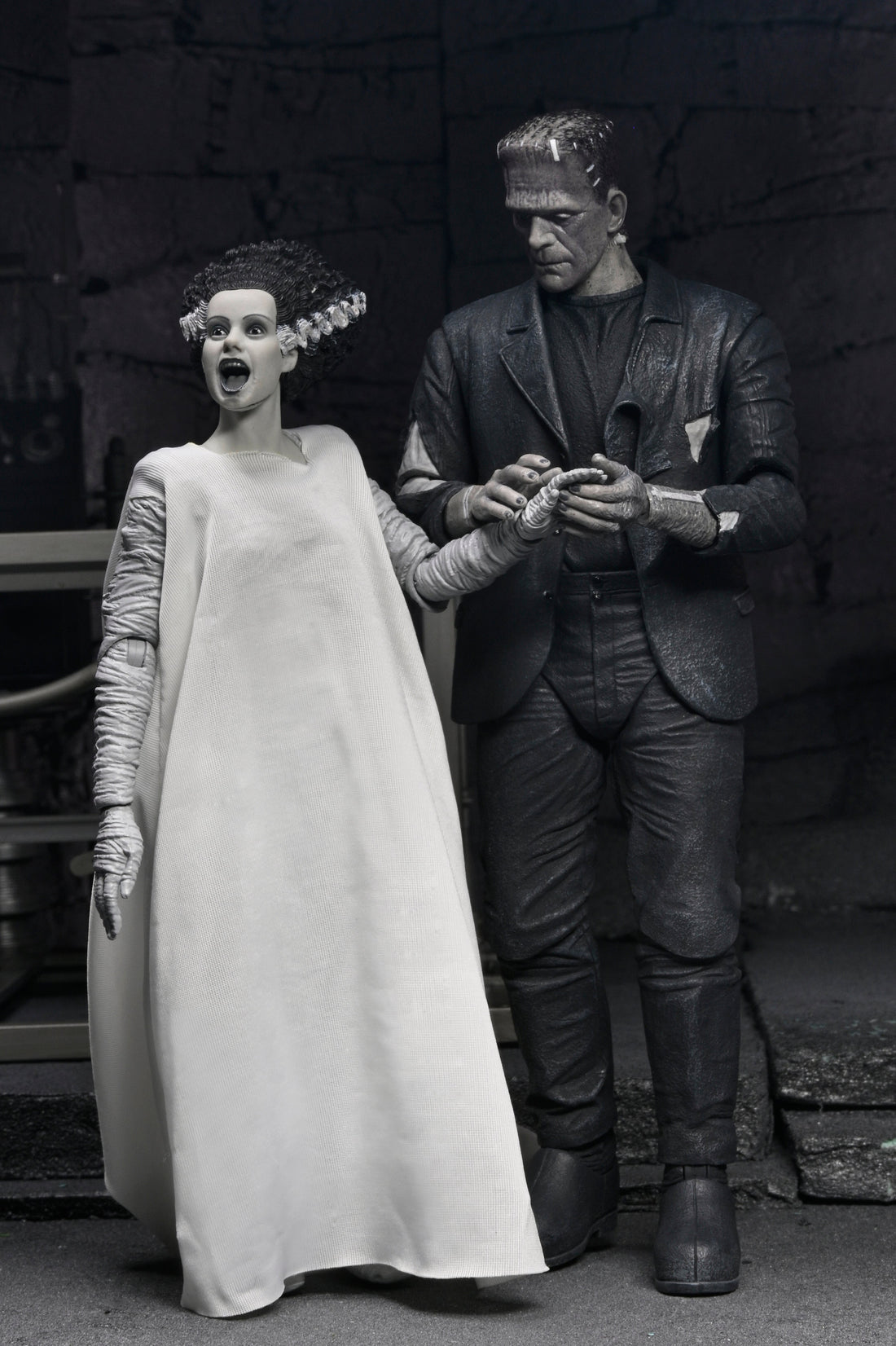 Universal Monsters - The Bride of Frankenstein 90th Anniversary The Monster and His Mate 7" Scale Action Figure 2-Pack (Black & White) on the NECA Store
