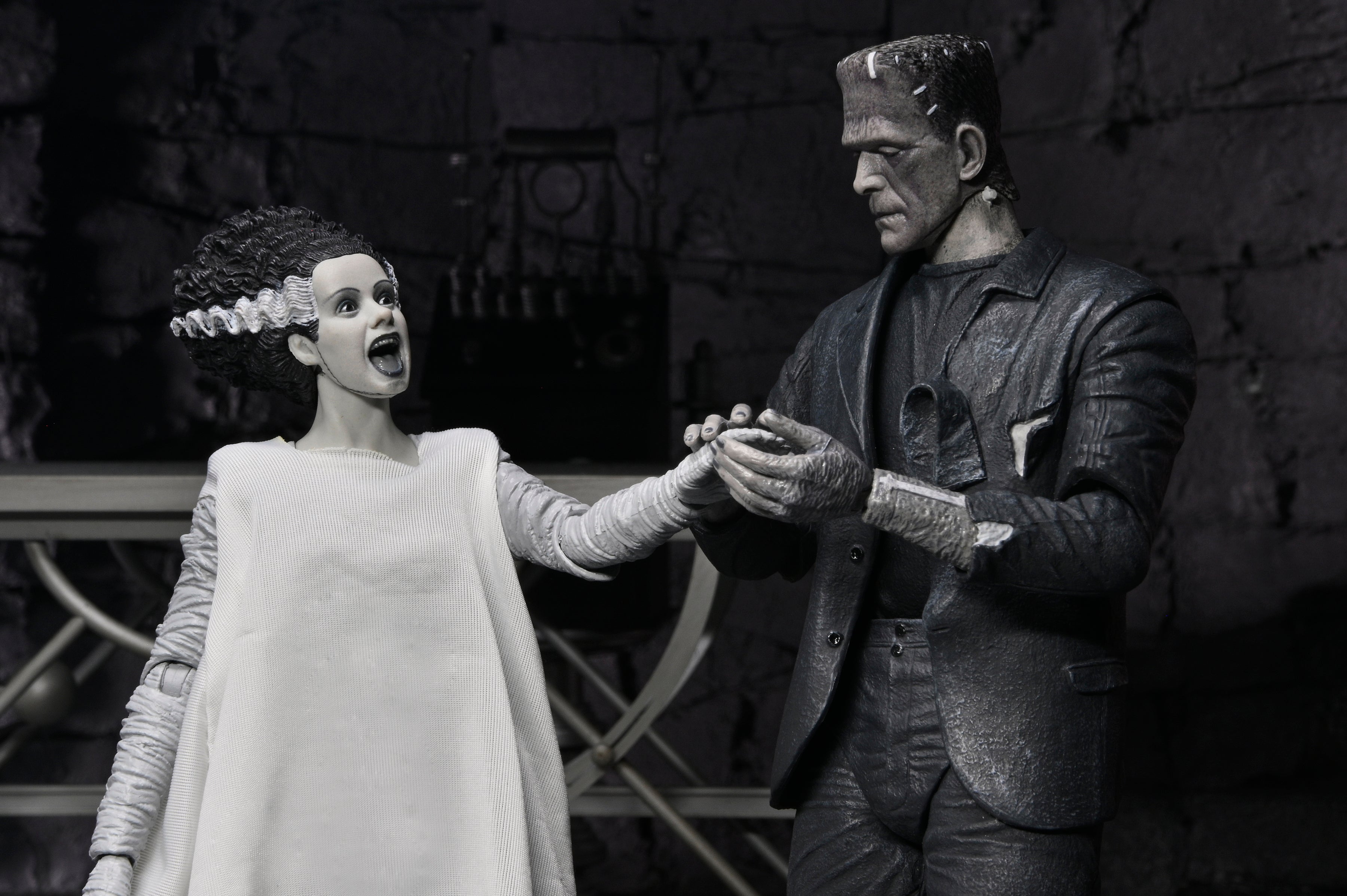 Universal Monsters - The Bride of Frankenstein 90th Anniversary The Monster and His Mate 7" Scale Action Figure 2-Pack (Black &amp; White) on the NECA Store