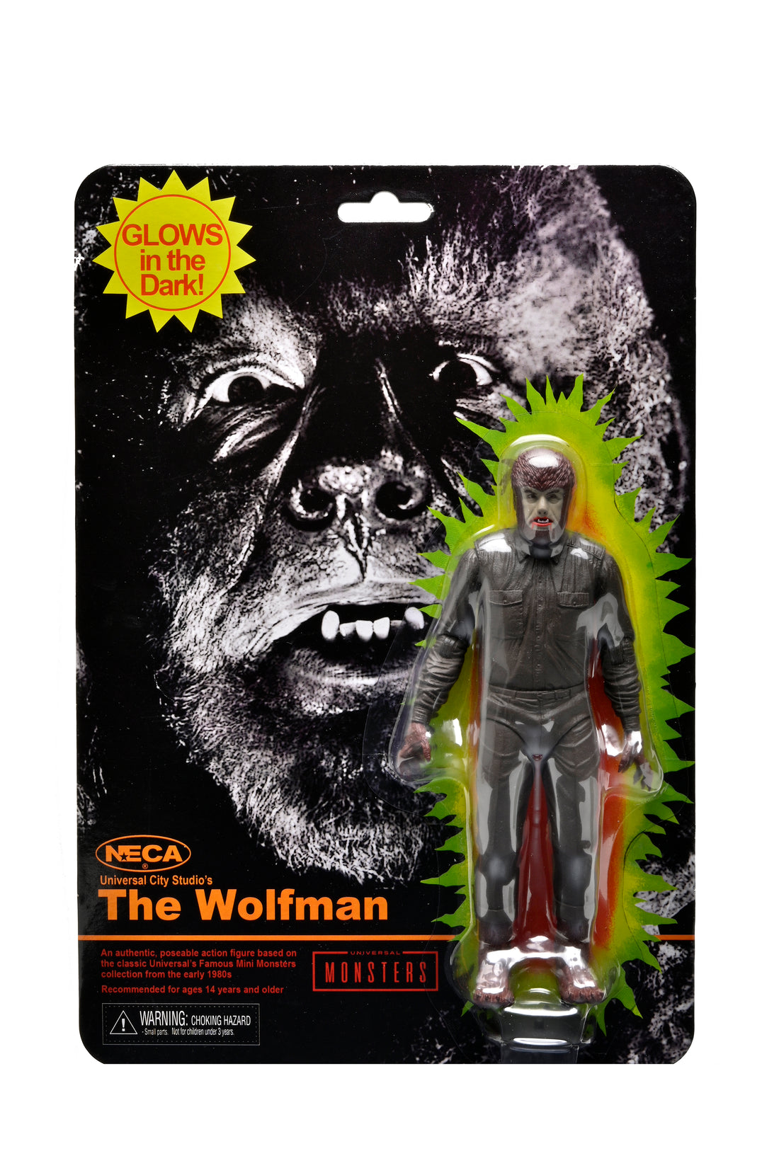Universal Monsters - Glow-in-the-Dark Retro Wolf Man 7&quot; Scale Action Figure - NECA