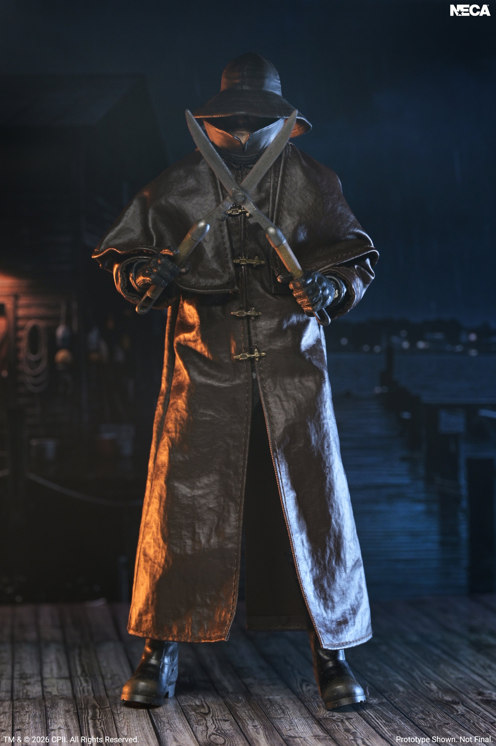 NECA’s Ultimate Fisherman, showing the fabric slicker and the wired capelet