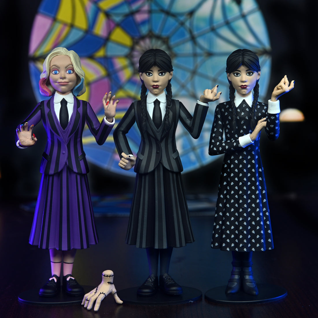 Wednesday - Toony Terrors - Enid, Wednesday Addams (Nevermore Uniform), and Wednesday Addams (Classic Dress) - NECA