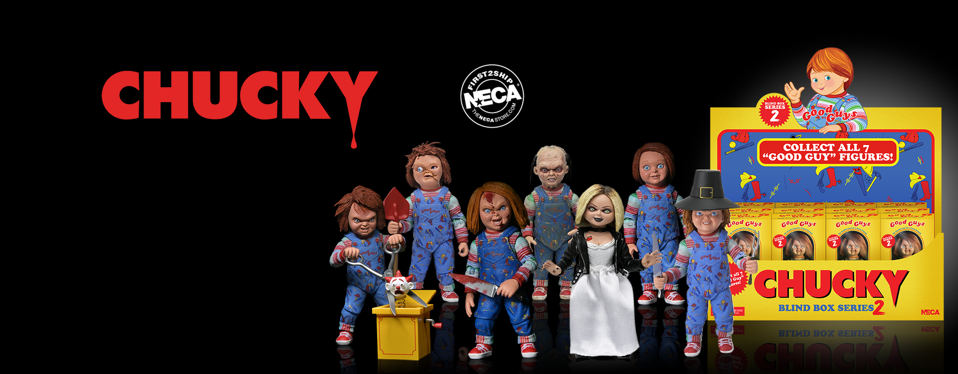 Child's Play 2/Chucky (TV Series) - "Good Guy" 7” Scale Action Figure Blind Box (Series 2) (Set of 7) - NECA