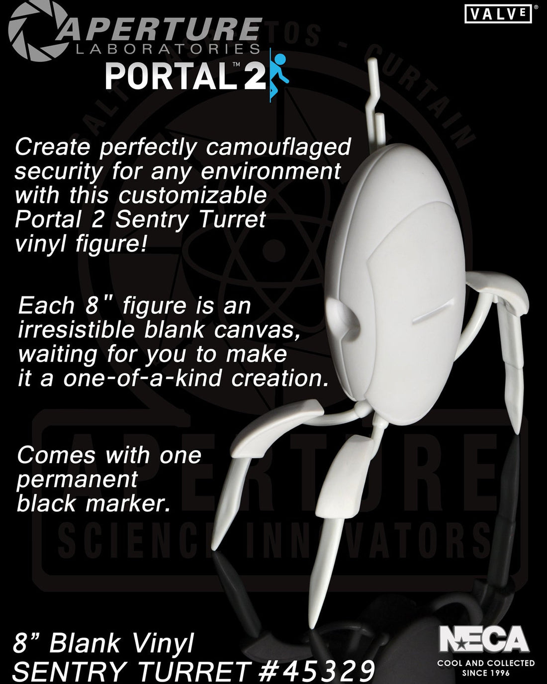 Portal 2 - Sentry Turret 8" Blank Vinyl Figure on the NECA Store