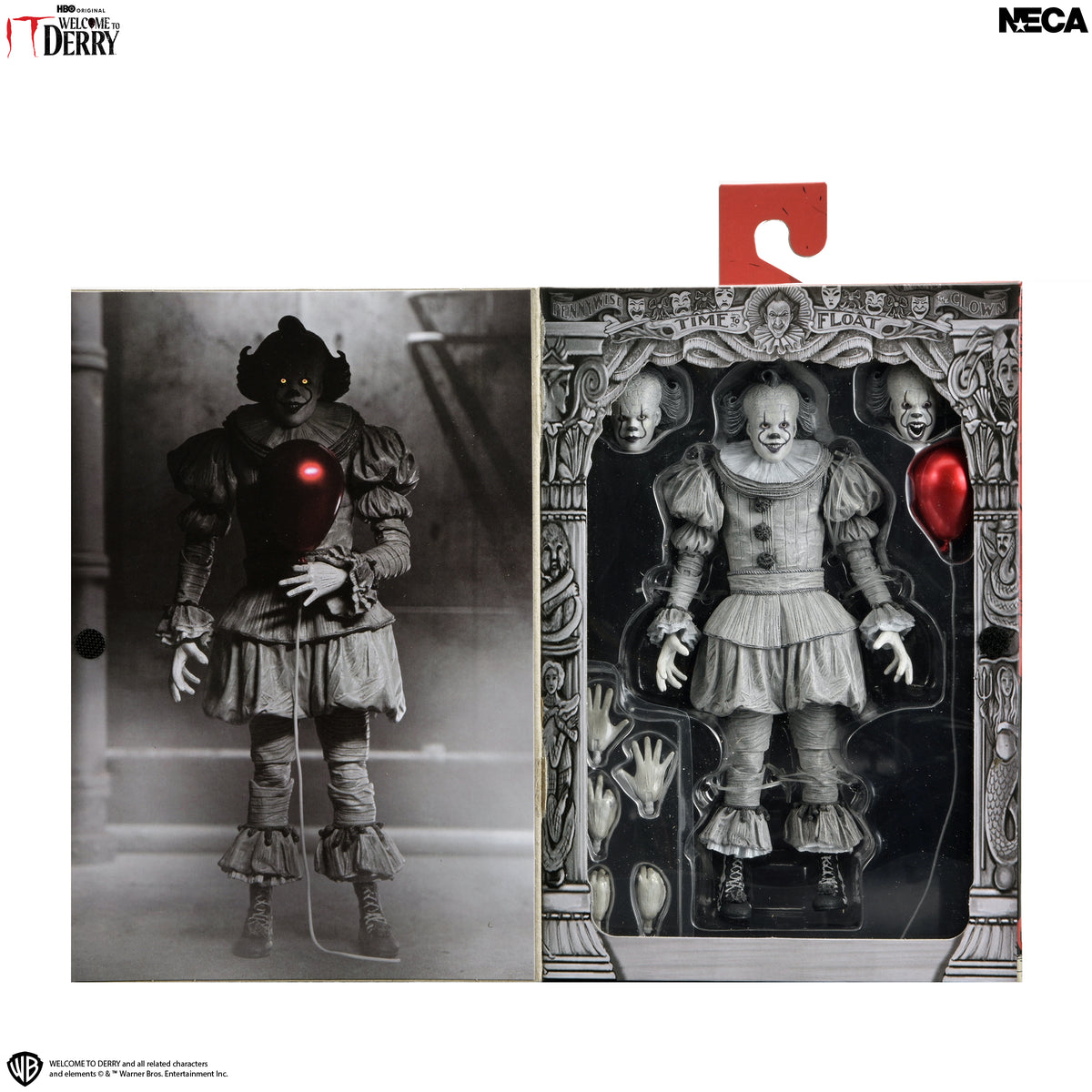 IT: Welcome to Derry - Ultimate Black &amp; White Pennywise 7” Scale Action Figure on the NECA Store