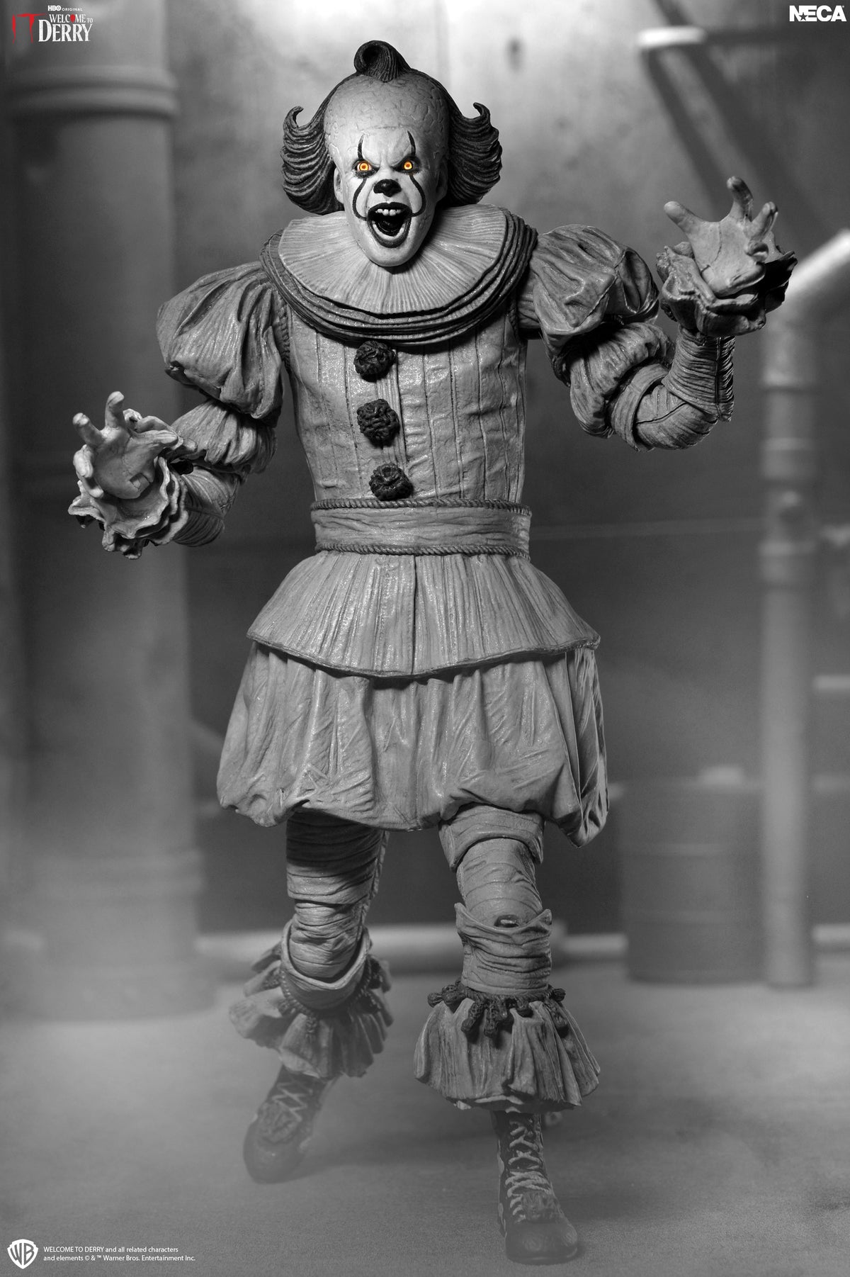 IT: Welcome to Derry - Ultimate Black &amp; White Pennywise 7” Scale Action Figure on the NECA Store