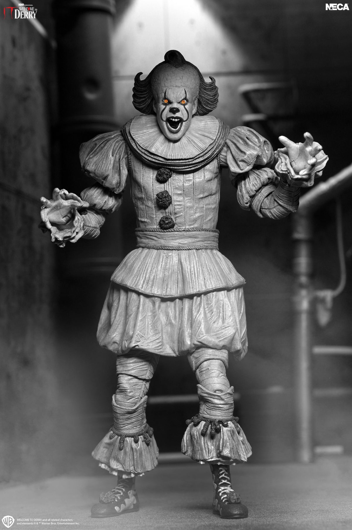 IT: Welcome to Derry - Ultimate Black &amp; White Pennywise 7” Scale Action Figure on the NECA Store