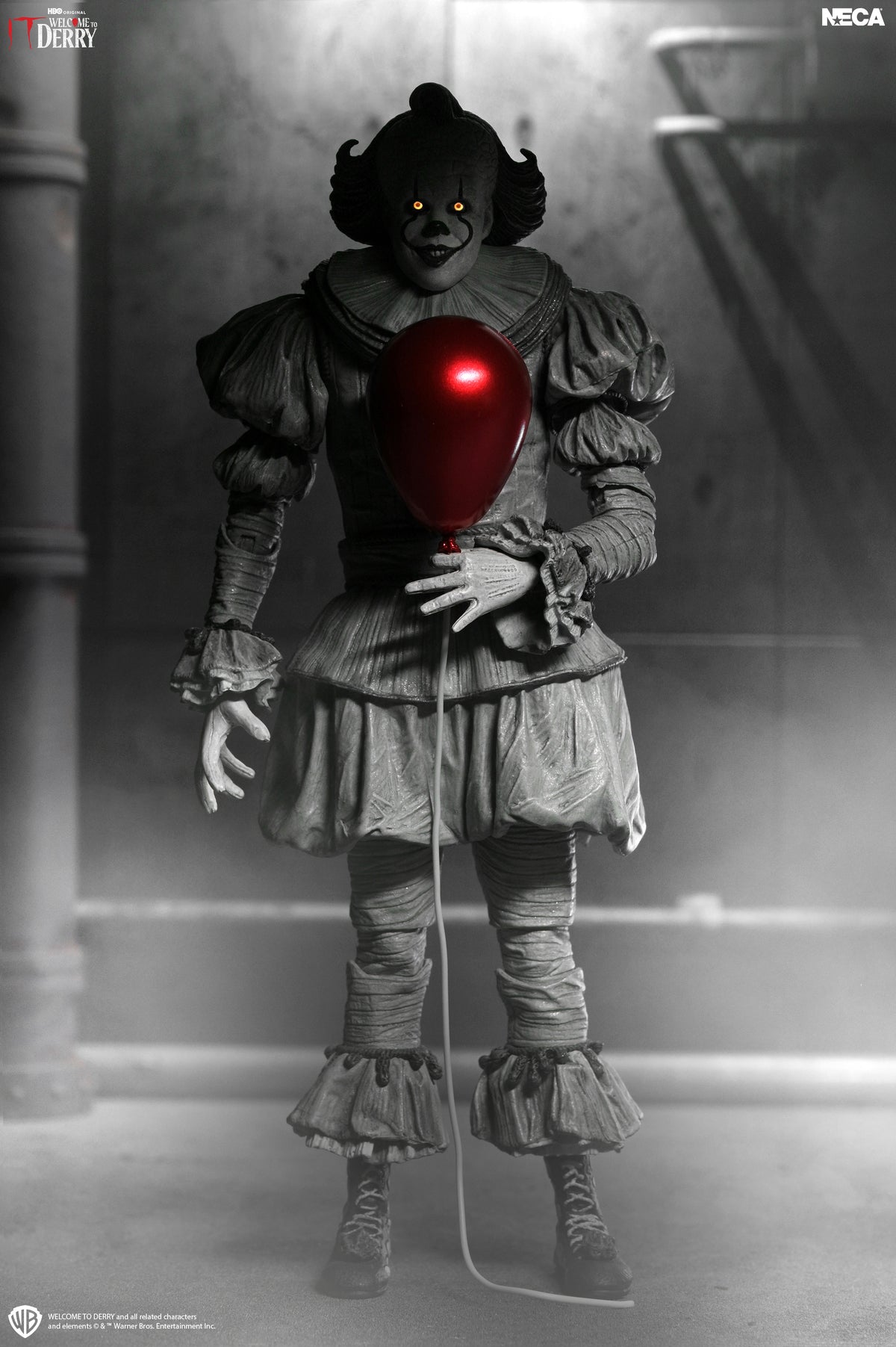 IT: Welcome to Derry - Ultimate Black &amp; White Pennywise 7” Scale Action Figure on the NECA Store