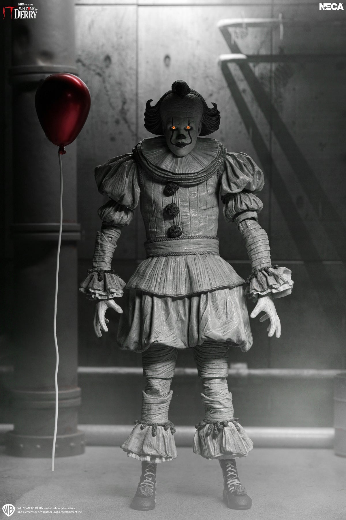 IT: Welcome to Derry - Ultimate Black &amp; White Pennywise 7” Scale Action Figure on the NECA Store