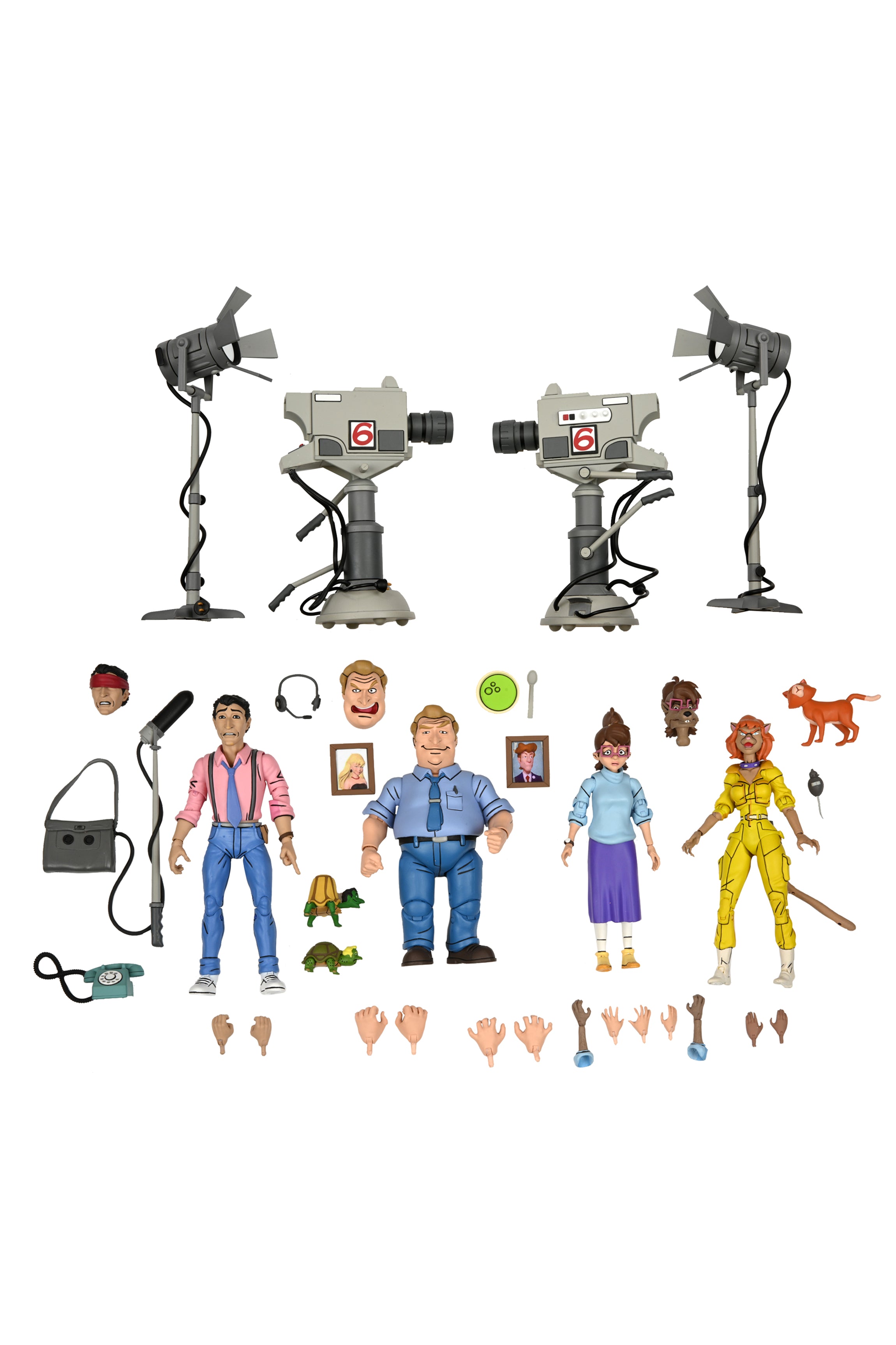 Teenage Mutant Ninja Turtles (1987 Cartoon) - Channel 6 Newsroom 7” Scale Action Figure 4-Pack - NECA