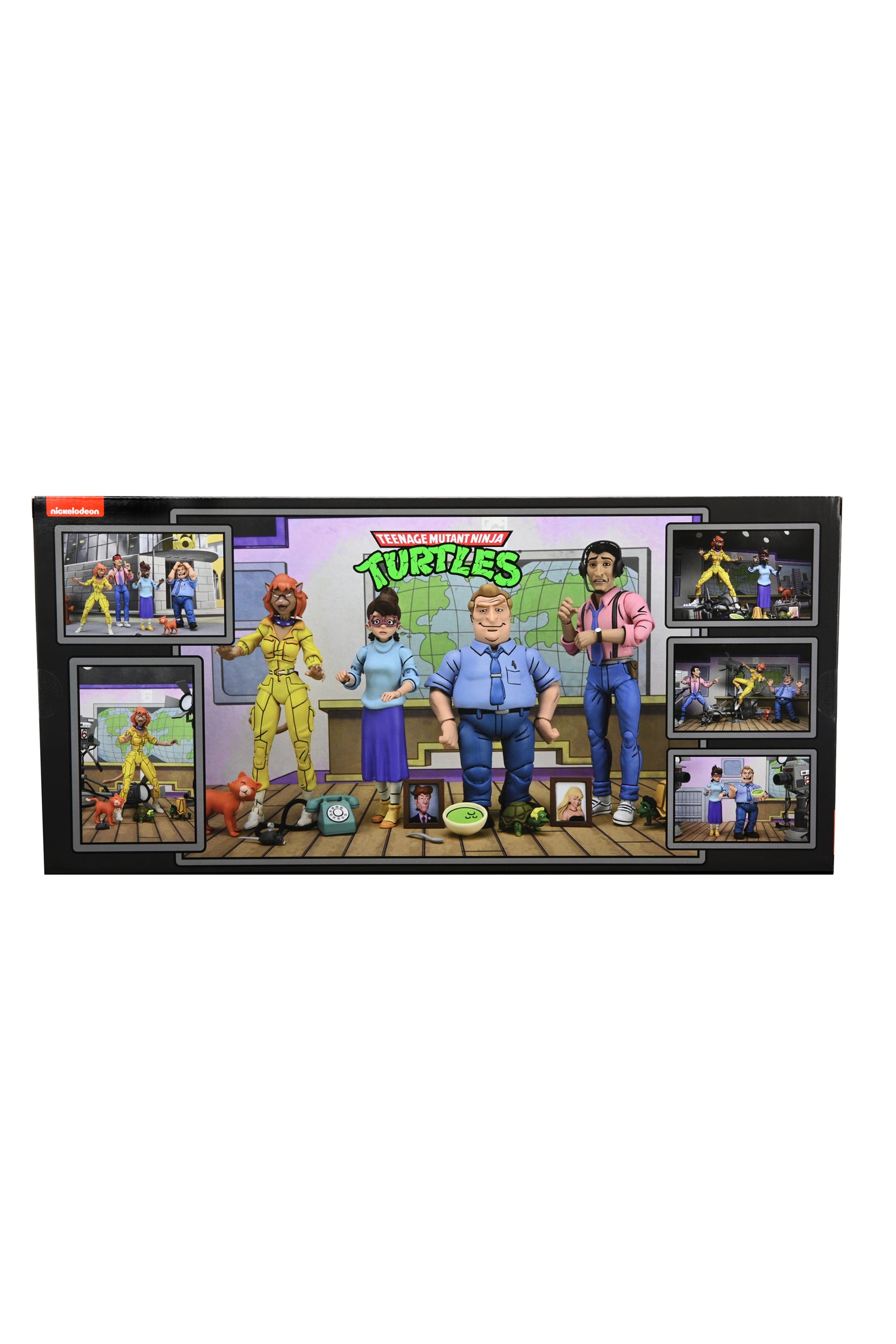Packaging of Teenage Mutant Ninja Turtles (1987 Cartoon) - Channel 6 Newsroom 7” Scale Action Figure 4-Pack - NECA