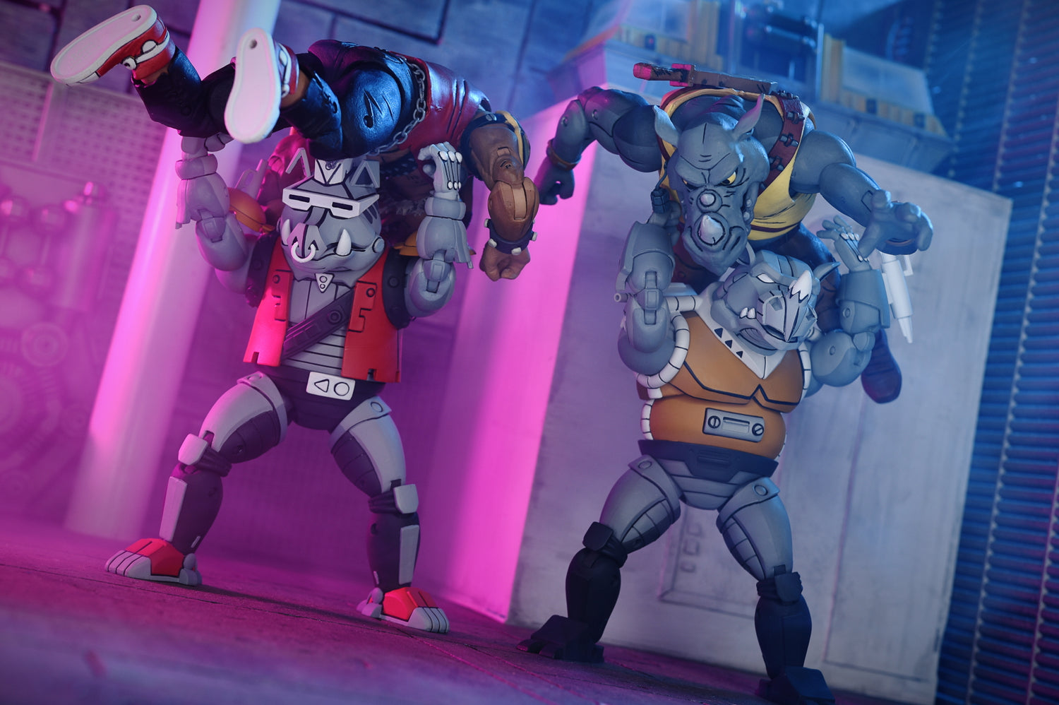 Teenage Mutant Ninja Turtles (Cartoon) - Super Bebop and Mighty Rocksteady 7” Scale Action Figure (2-Pack) on the NECA Store