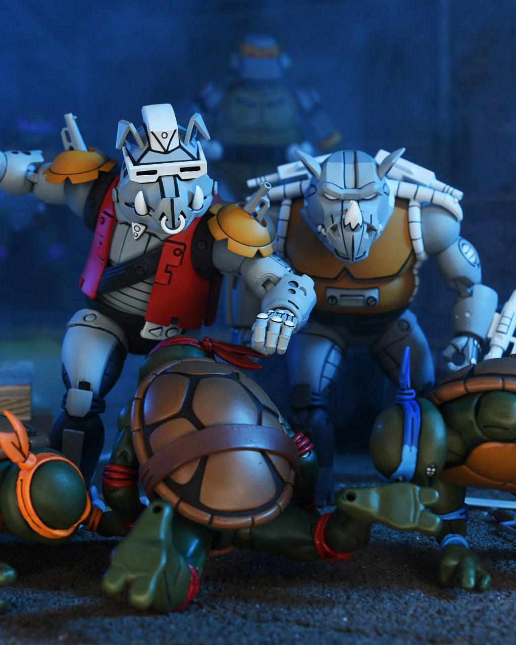 Teenage Mutant Ninja Turtles (Cartoon) - Super Bebop and Mighty Rocksteady 7” Scale Action Figure (2-Pack) on the NECA Store