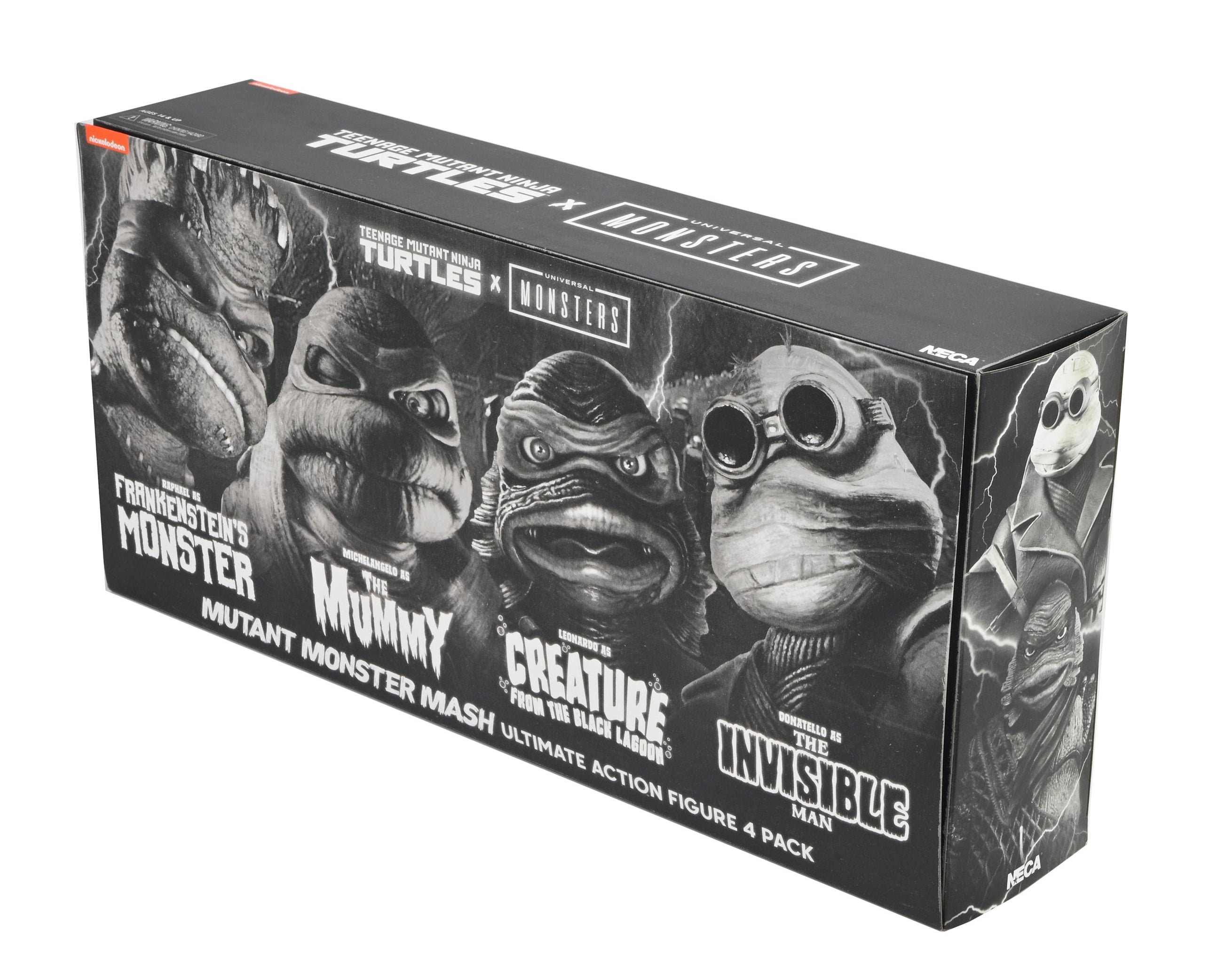 Universal Monsters x Teenage Mutant Ninja Turtles – Black &amp; White Turtles 7” Scale Action Figure 4-Pack - NECA
