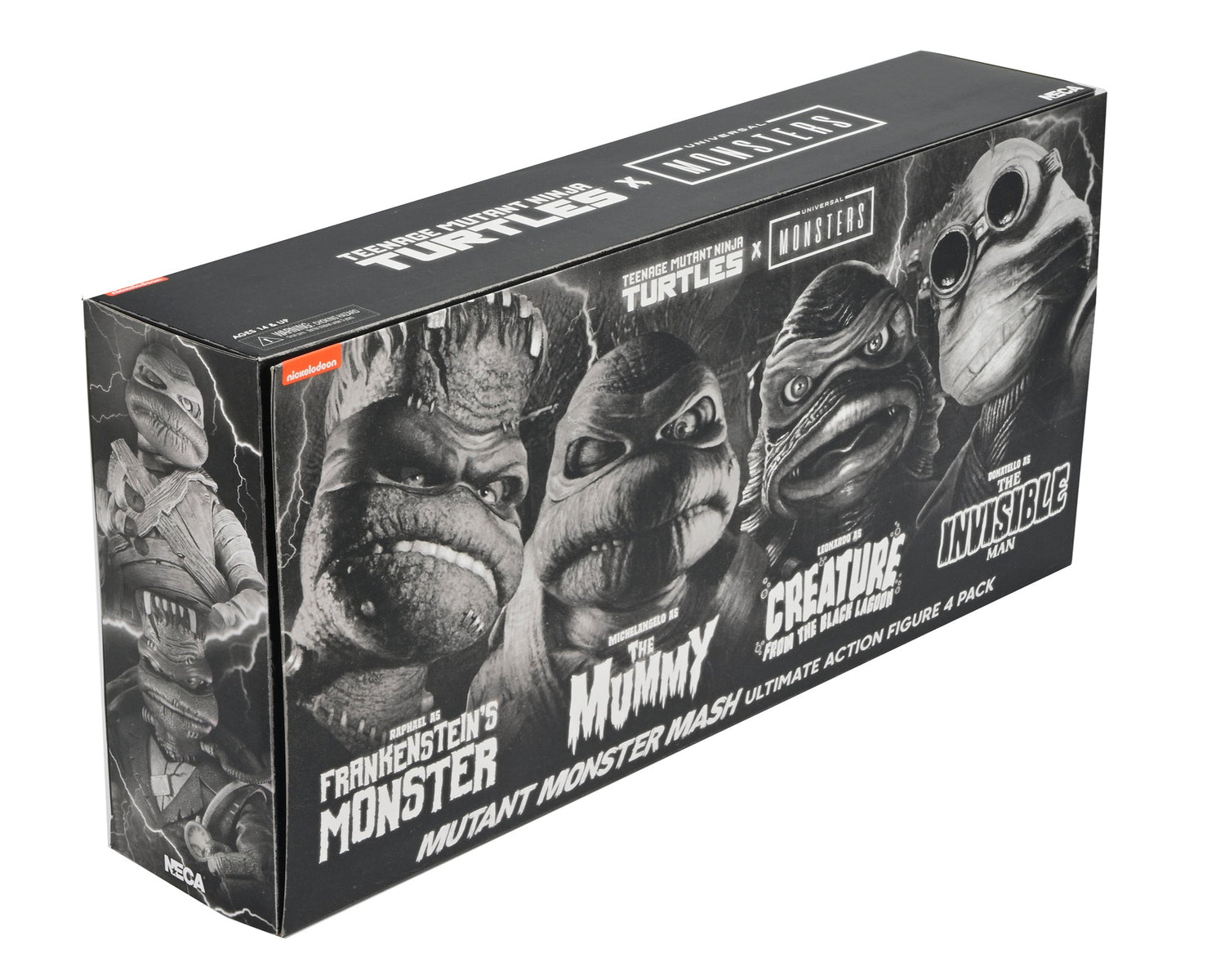 Universal Monsters x Teenage Mutant Ninja Turtles – Black &amp; White Turtles 7” Scale Action Figure 4-Pack - NECA