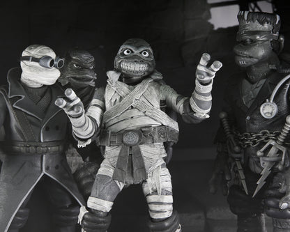 Universal Monsters x Teenage Mutant Ninja Turtles – Black &amp; White Turtles 7” Scale Action Figure 4-Pack - NECA