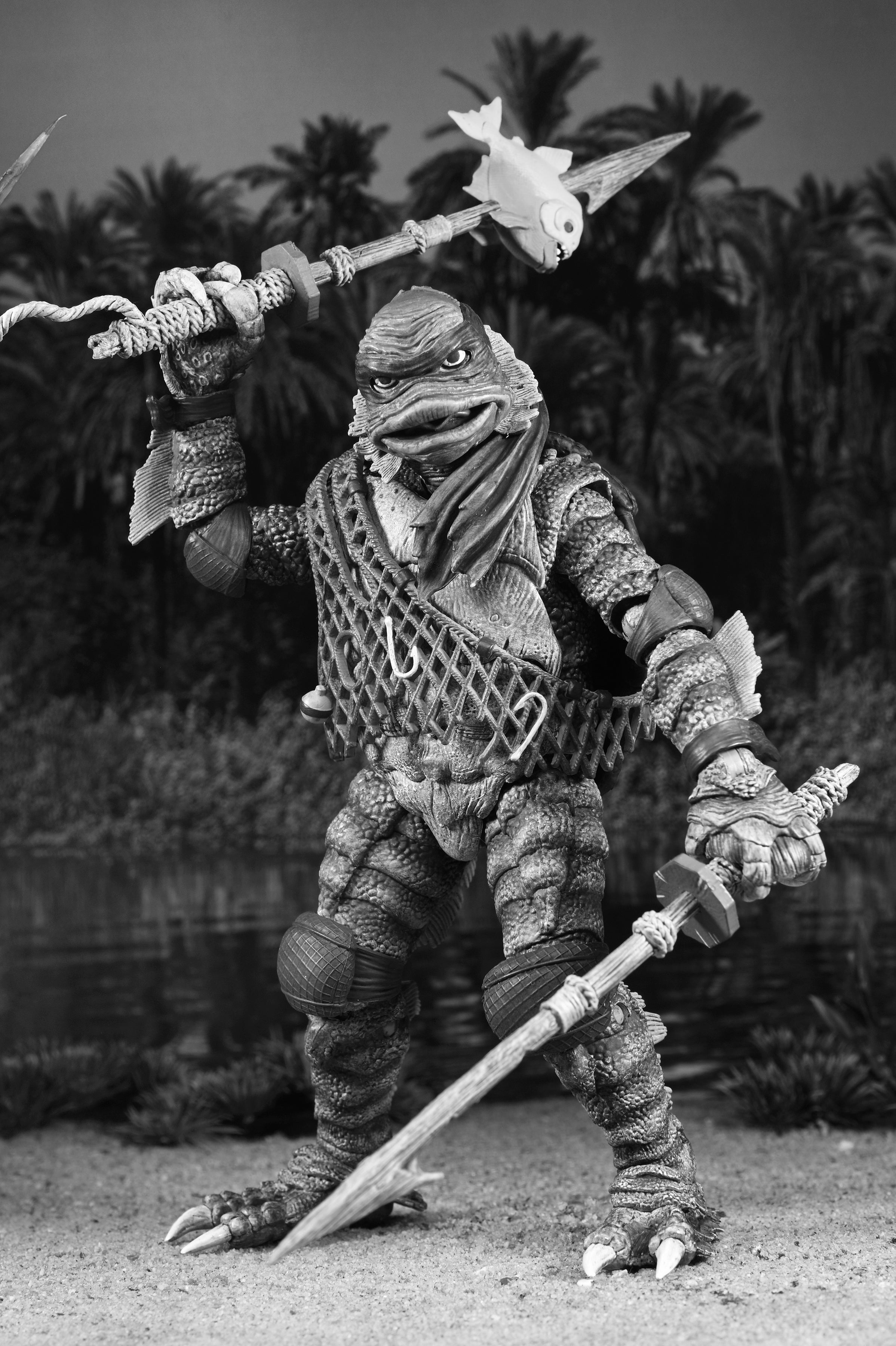 Universal Monsters x Teenage Mutant Ninja Turtles – Black &amp; White Turtles 7” Scale Action Figure 4-Pack - NECA