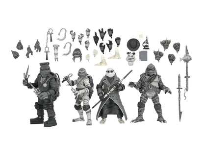 Universal Monsters x Teenage Mutant Ninja Turtles – Black &amp; White Turtles 7” Scale Action Figure 4-Pack - NECA