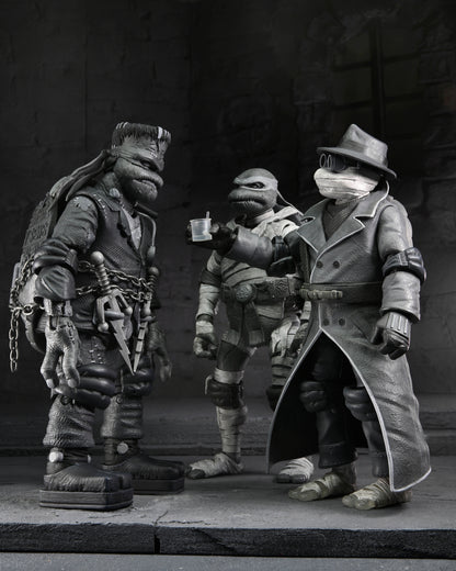 Universal Monsters x Teenage Mutant Ninja Turtles – Black &amp; White Turtles 7” Scale Action Figure 4-Pack - NECA
