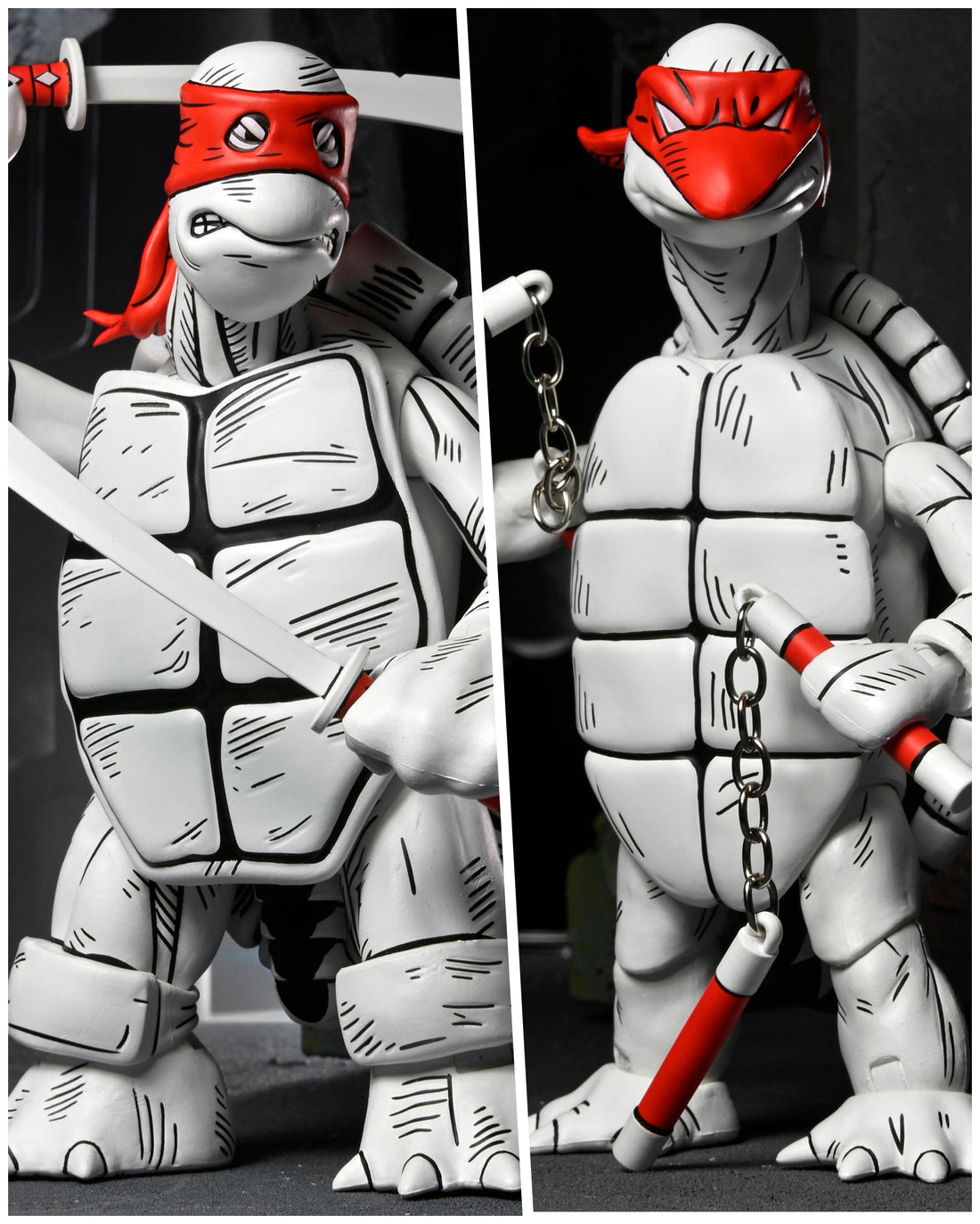 Teenage Mutant Ninja Turtles (Mirage Comics) - Black and White First Turtles 7" Scale Action Figure 2-Pack - NECA