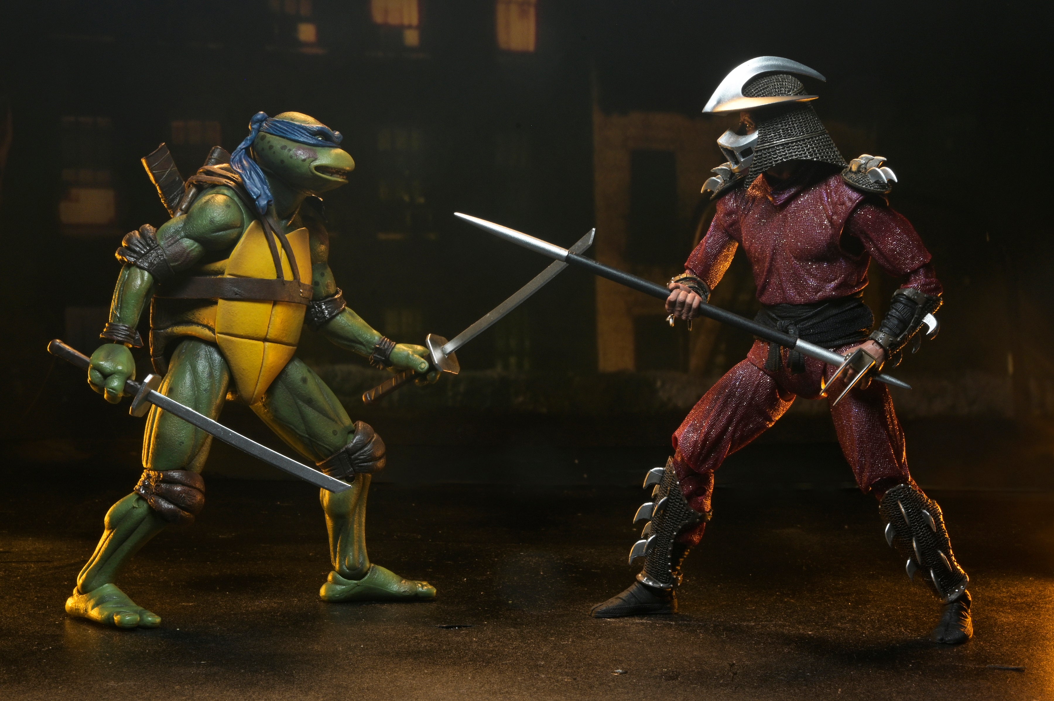 Teenage Mutant Ninja Turtles (1990 Movie) - Rooftop Battle Leonardo vs. Shredder 7" Scale Action Figure (2-Pack)