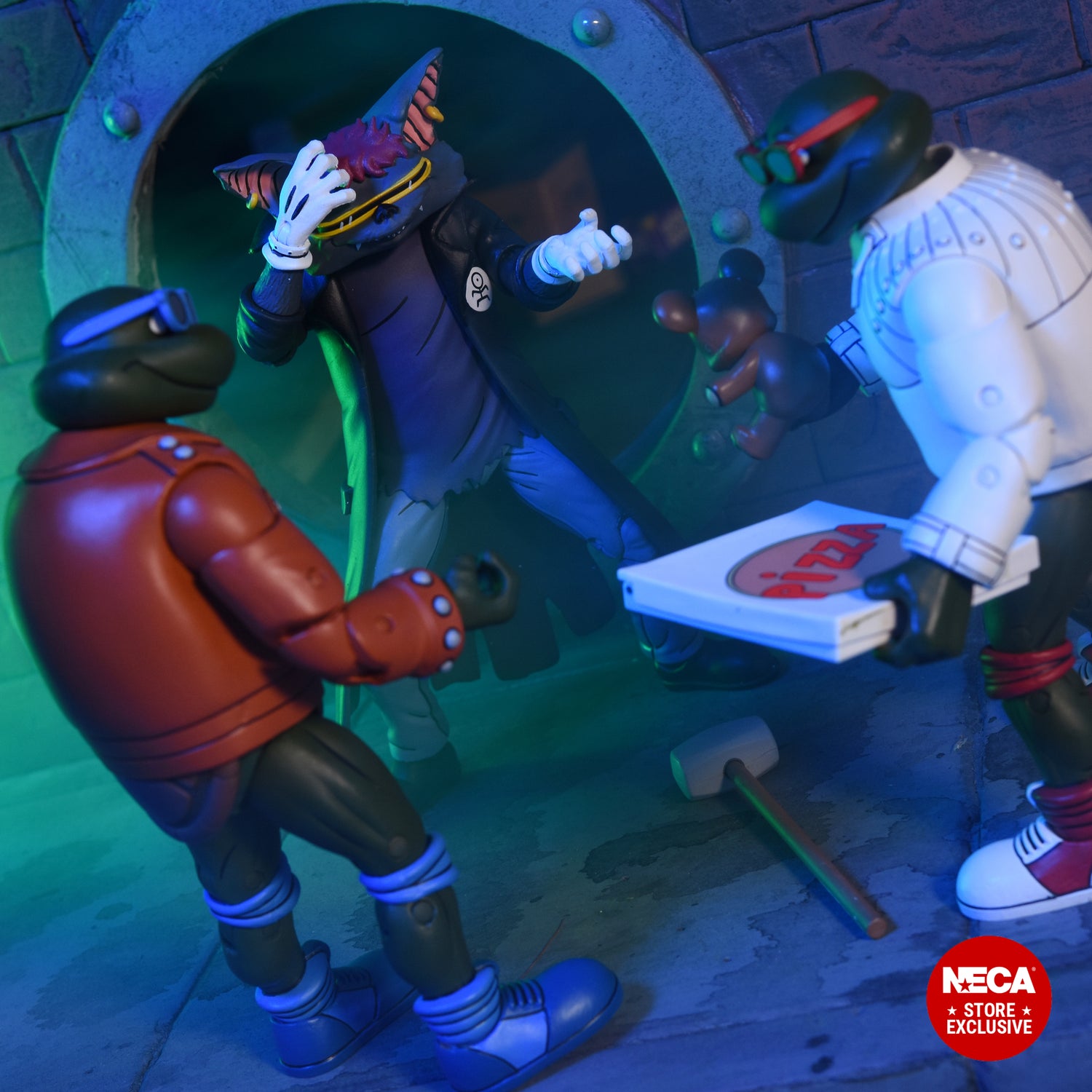 Teenage Mutant Ninja Turtles (1987 Cartoon) - Punk Leonardo, Punk Raphael &amp; Scrag 7&quot; Scale Action Figure 3-Pack - NECA