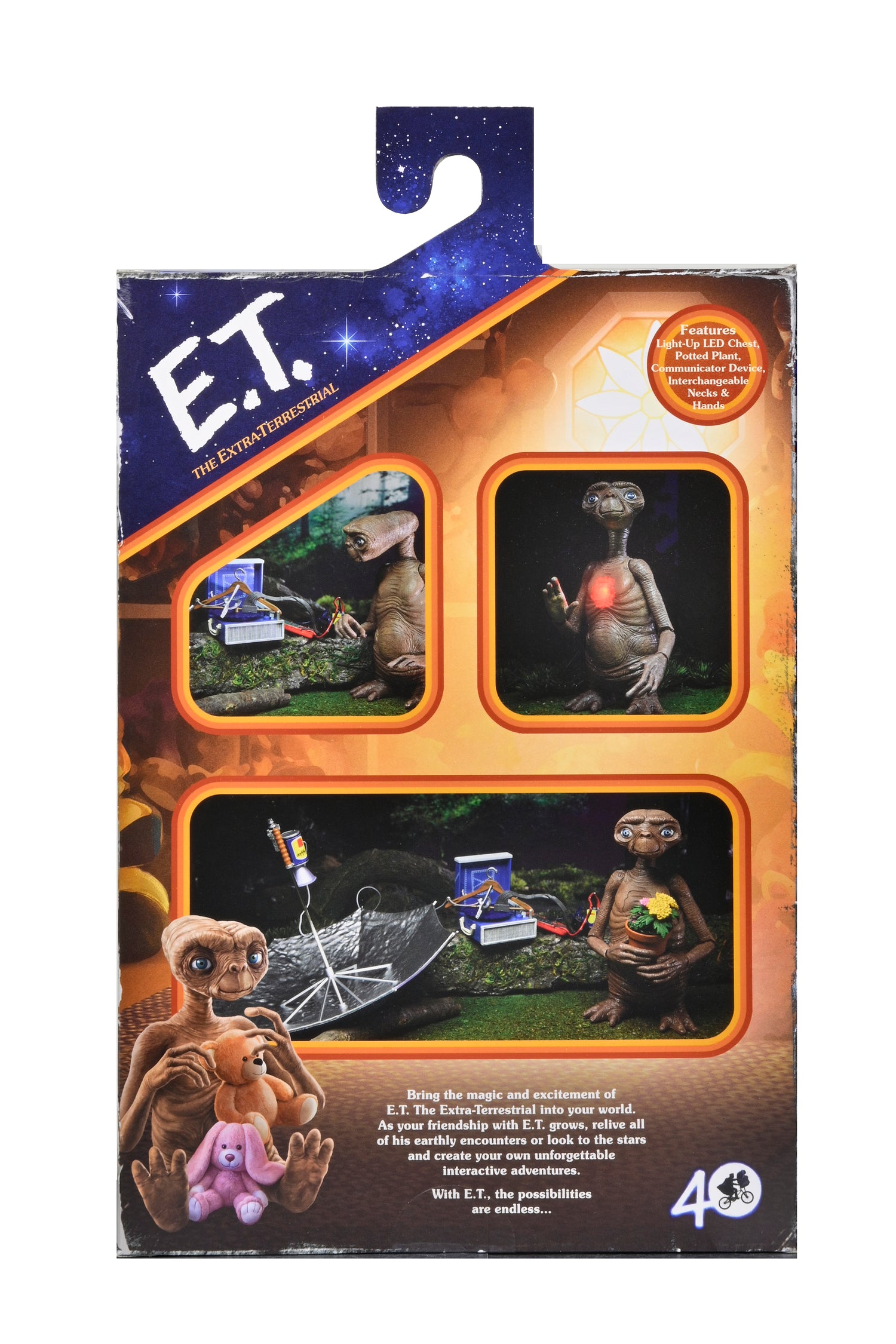 E.T. 40th Anniversary - 7&quot; Scale Action Figure - Ultimate Deluxe E.T. w LED Chest and “Phone Home” Communicator