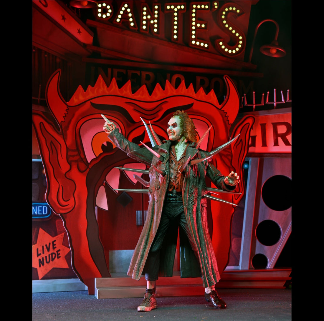 Beetlejuice (1988) - Ultimate Trench Coat with Spikes Beetlejuice 7&quot; Scale Action Figure and Dante’s Inferno Room Deluxe Set - NECA