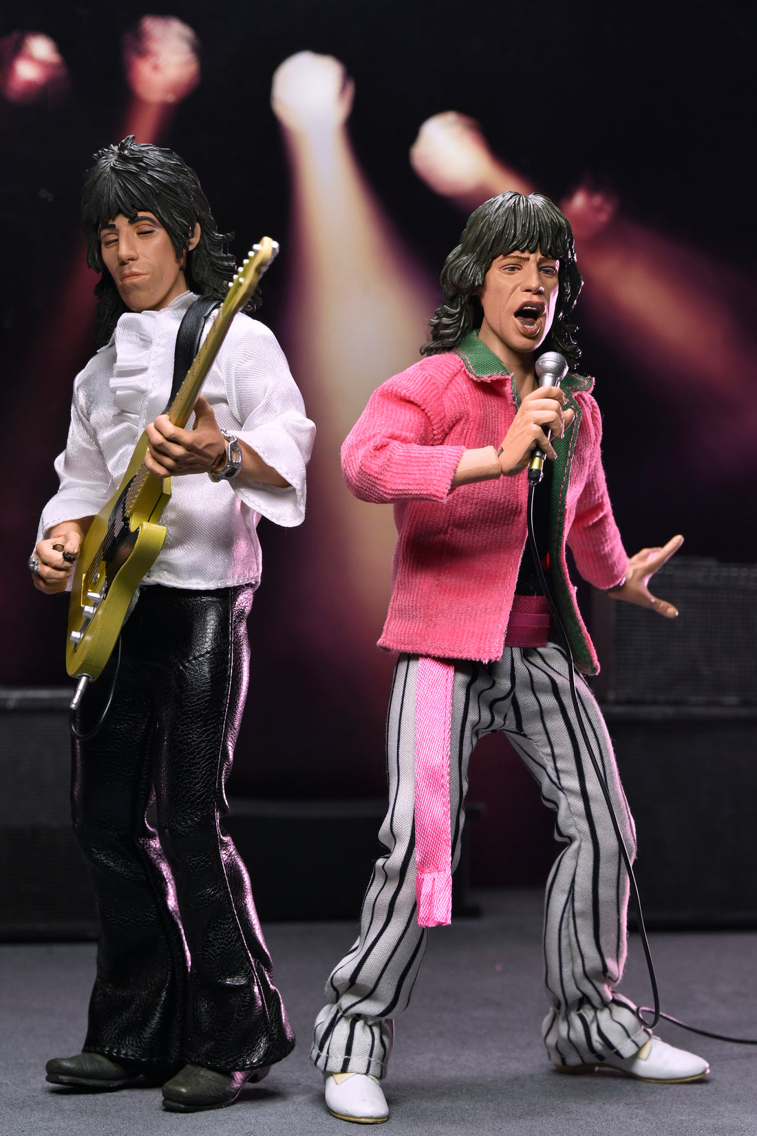 The Rolling Stones - Mick Jagger &amp; Keith Richards (1975) 8&quot; Clothed Action Figure Bundle - NECA