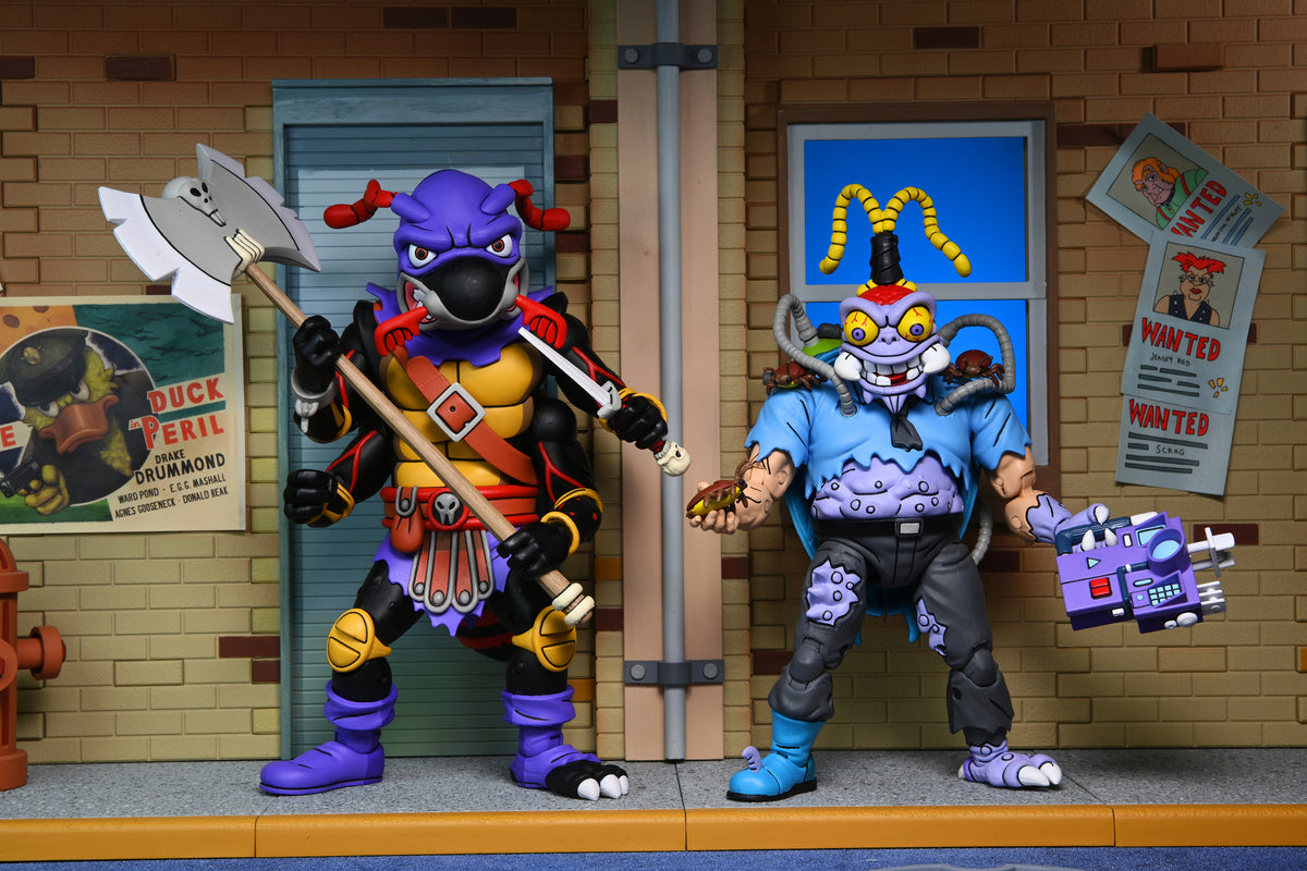 Teenage Mutant Ninja Turtles (Cartoon) – Antrax &amp; Scumbug 7” Scale Action Figure 2-Pack - NECA