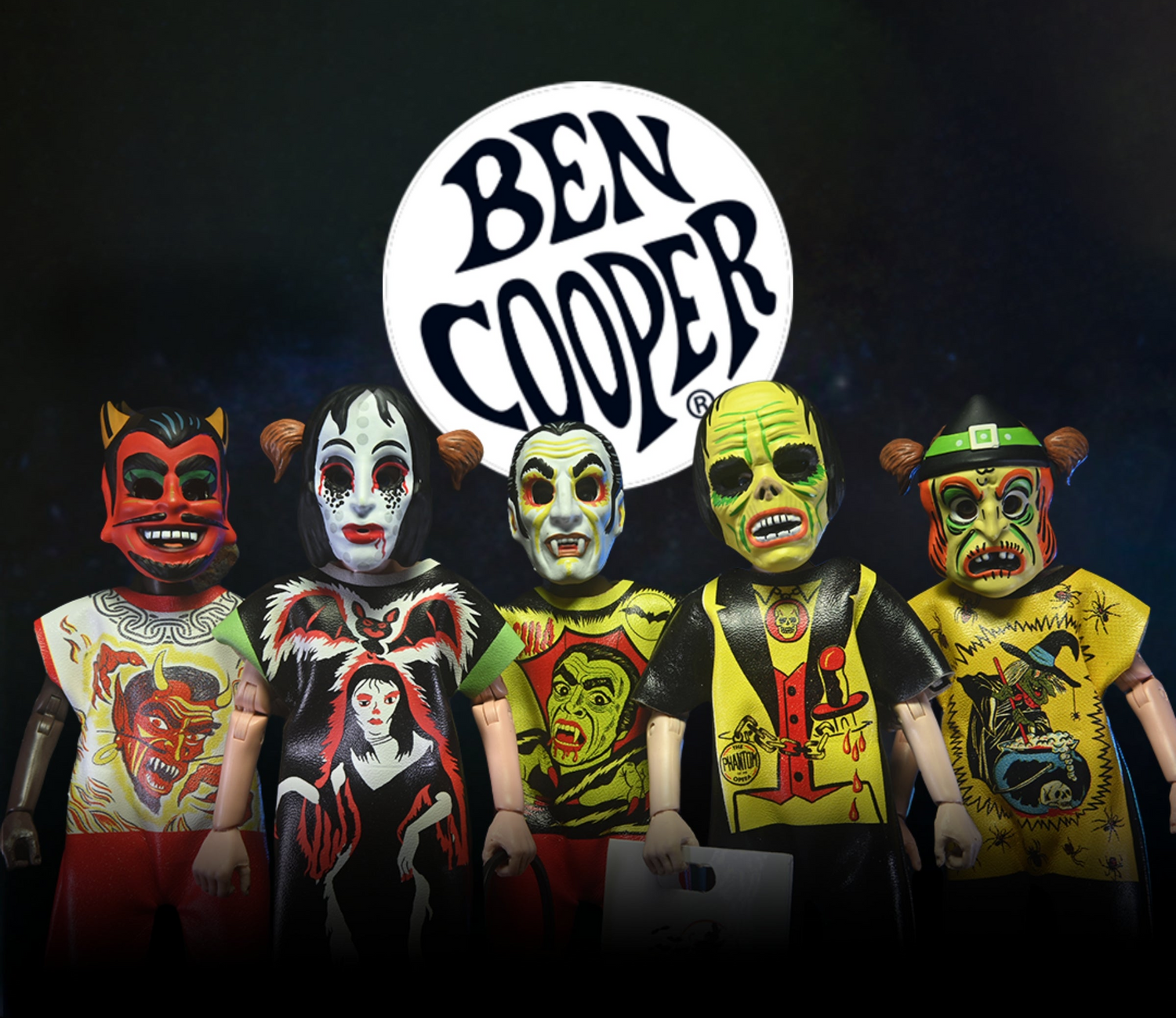 Ben Cooper Costume Kids Collection - Series 2 Costumed Action Figure Bundle (Devil V.2, Dracula, Vampire Girl, Phantom & Witch) on the NECA Store