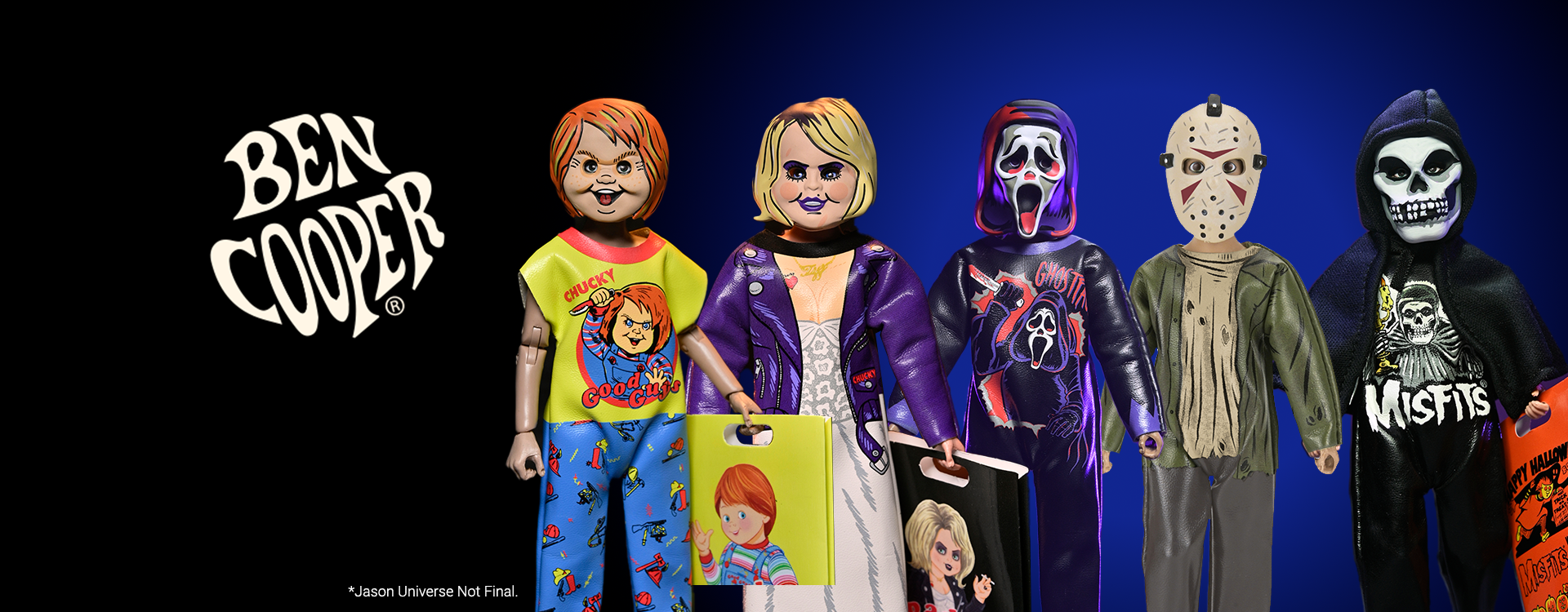 Ben Cooper Costume Kids Collection - Series 13 Costumed Action Figure Bundle (Chucky, Tiffany, Ghost Face, Jason & The Fiend) - NECA