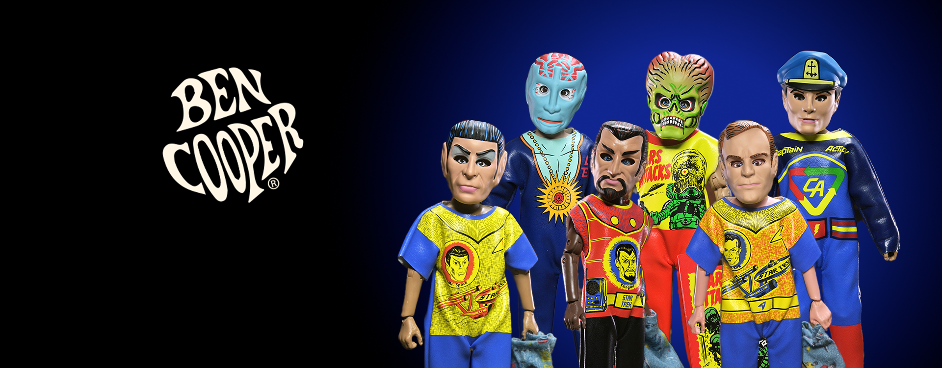 Ben Cooper Costume Kids Collection - Series 14 Costumed Action Figure Bundle (Kirk, Spock, Klingon, Captain Action, Dr. Evil & Martian) - NECA